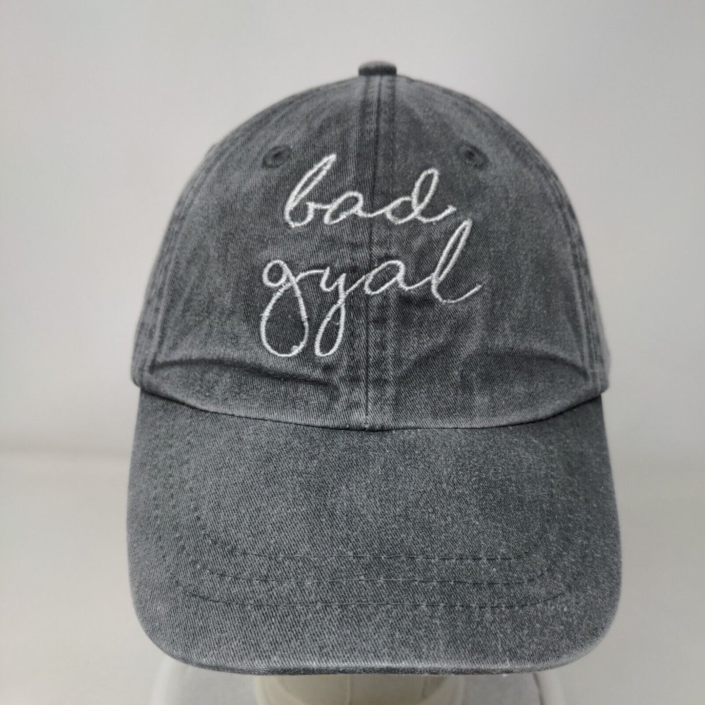 Bad Gyal Slideback Hat Gray One Size Embroidered Leather Strap Adams