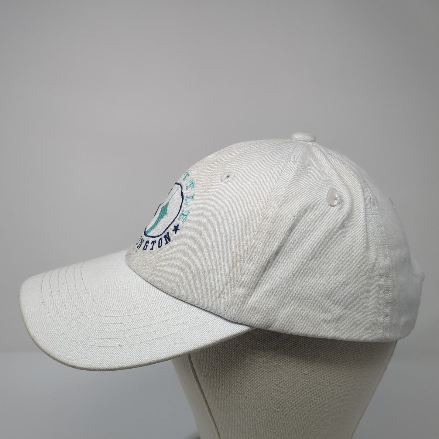 Seattle Washington Strapback Baseball Cap White OS Adjustable Embroidered DMR