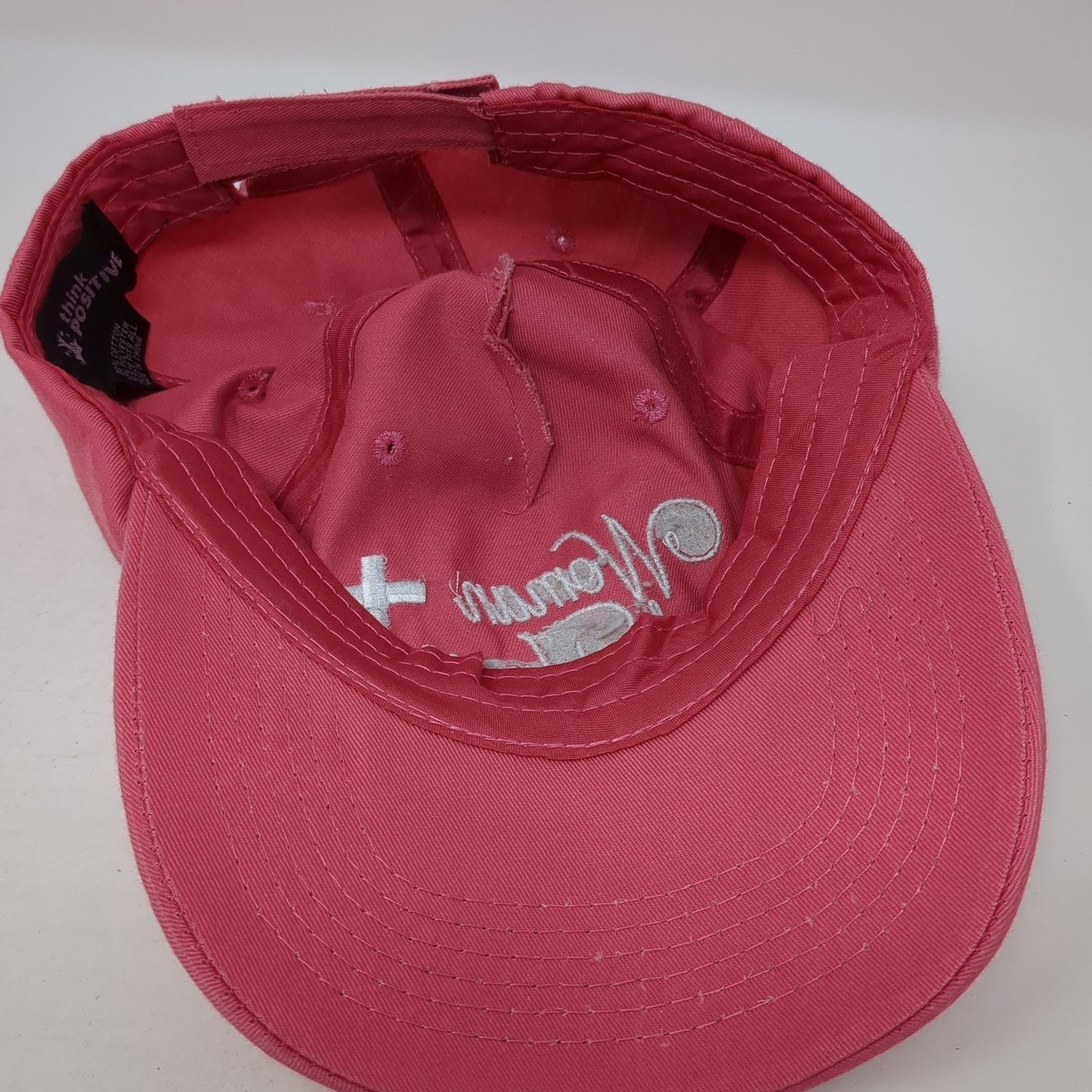 Woman of Faith Strapback Baseball Cap Pink One Size Adjustable Think Positive