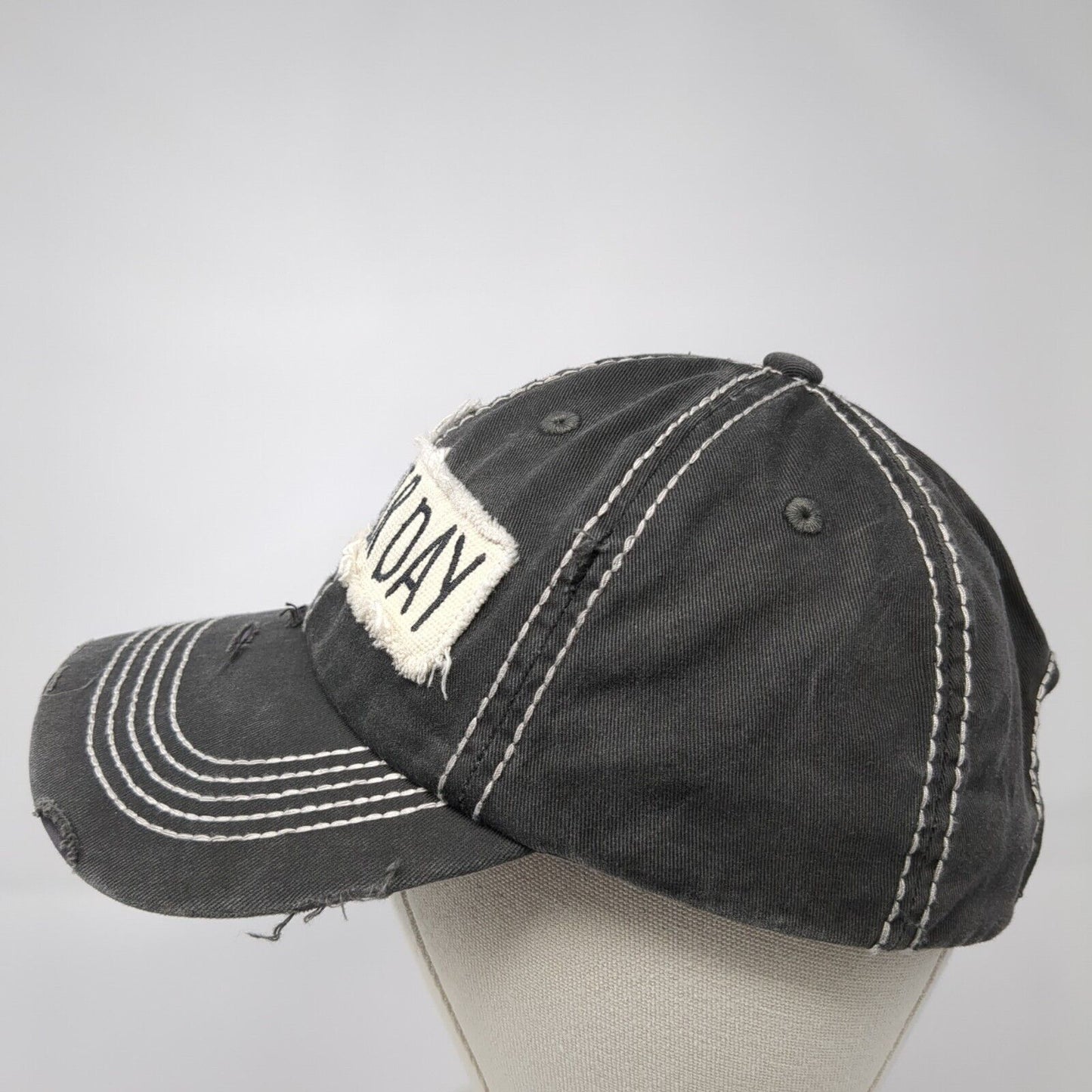 Bad Hair Day Strapback Hat Gray One Size Distressed KB ETHOS Vintage