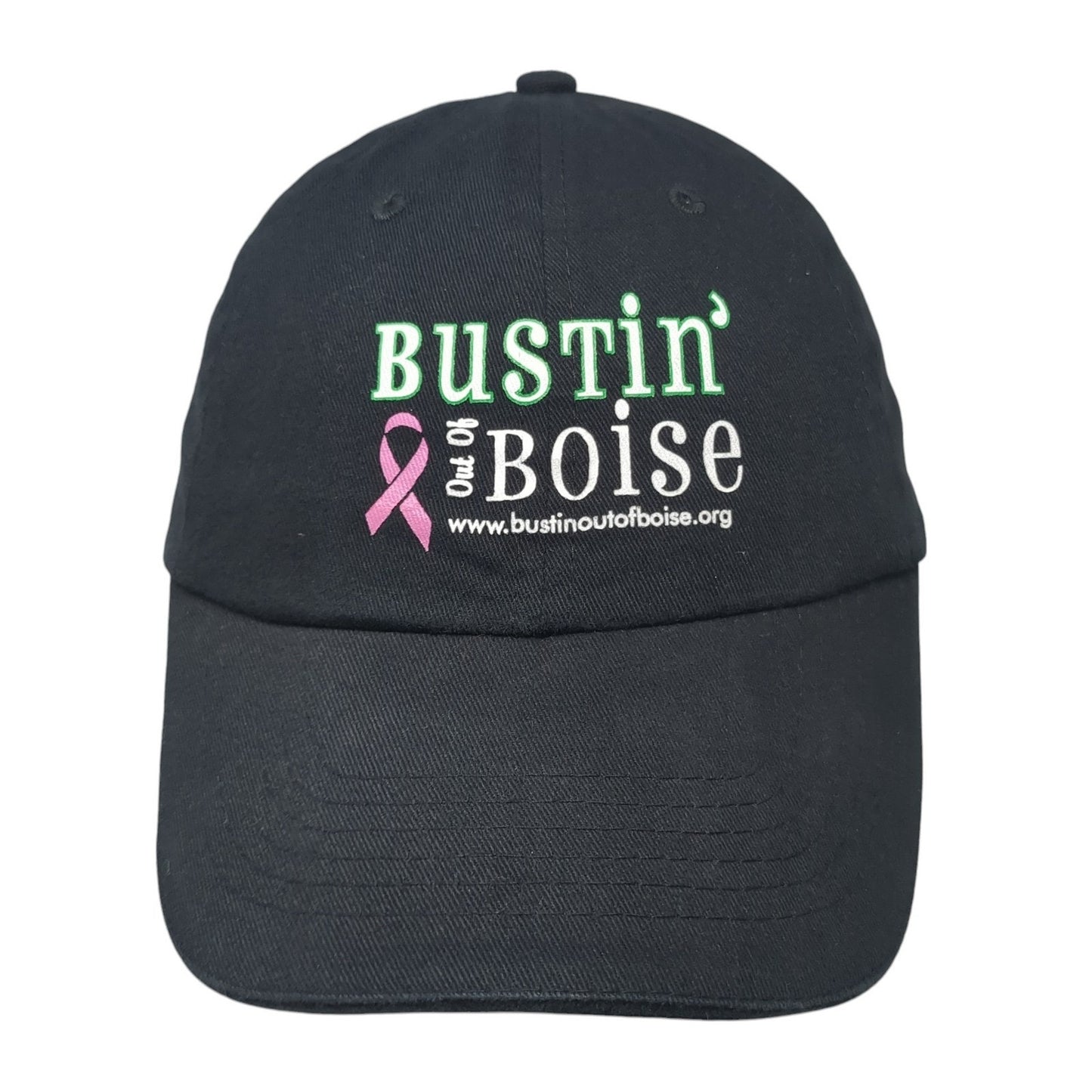 Bustin' Out of Boise Pink Ribbon Strapback Hat Black One Size Norwood