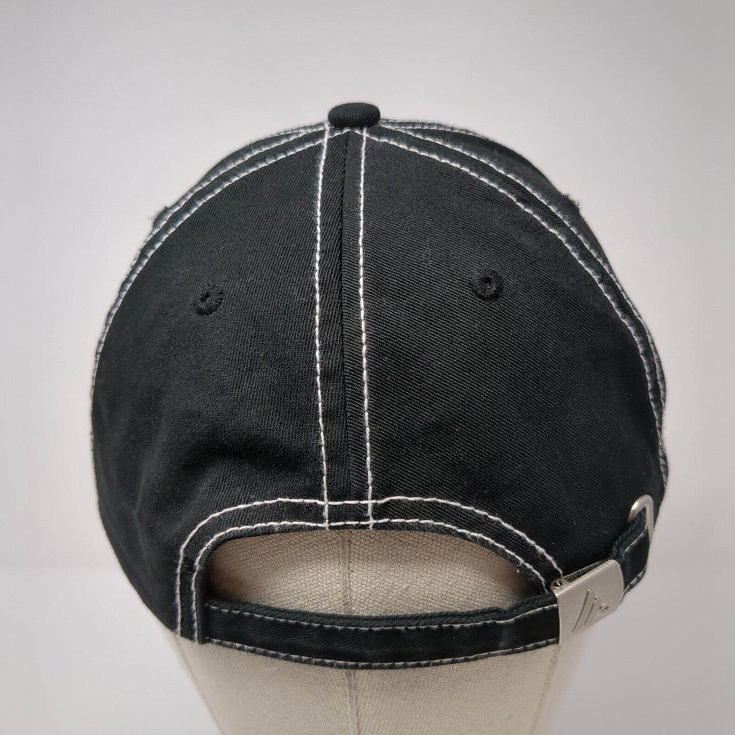 Marigold Caps Slideback Hat Black One Size Adjustable Rhinestone Distressed