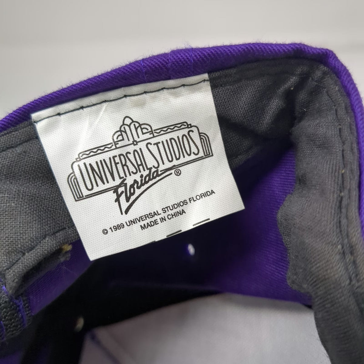 Universal Studios Florida Neon Sign Logo 5 Panel Purple Hat Snapback Vintage