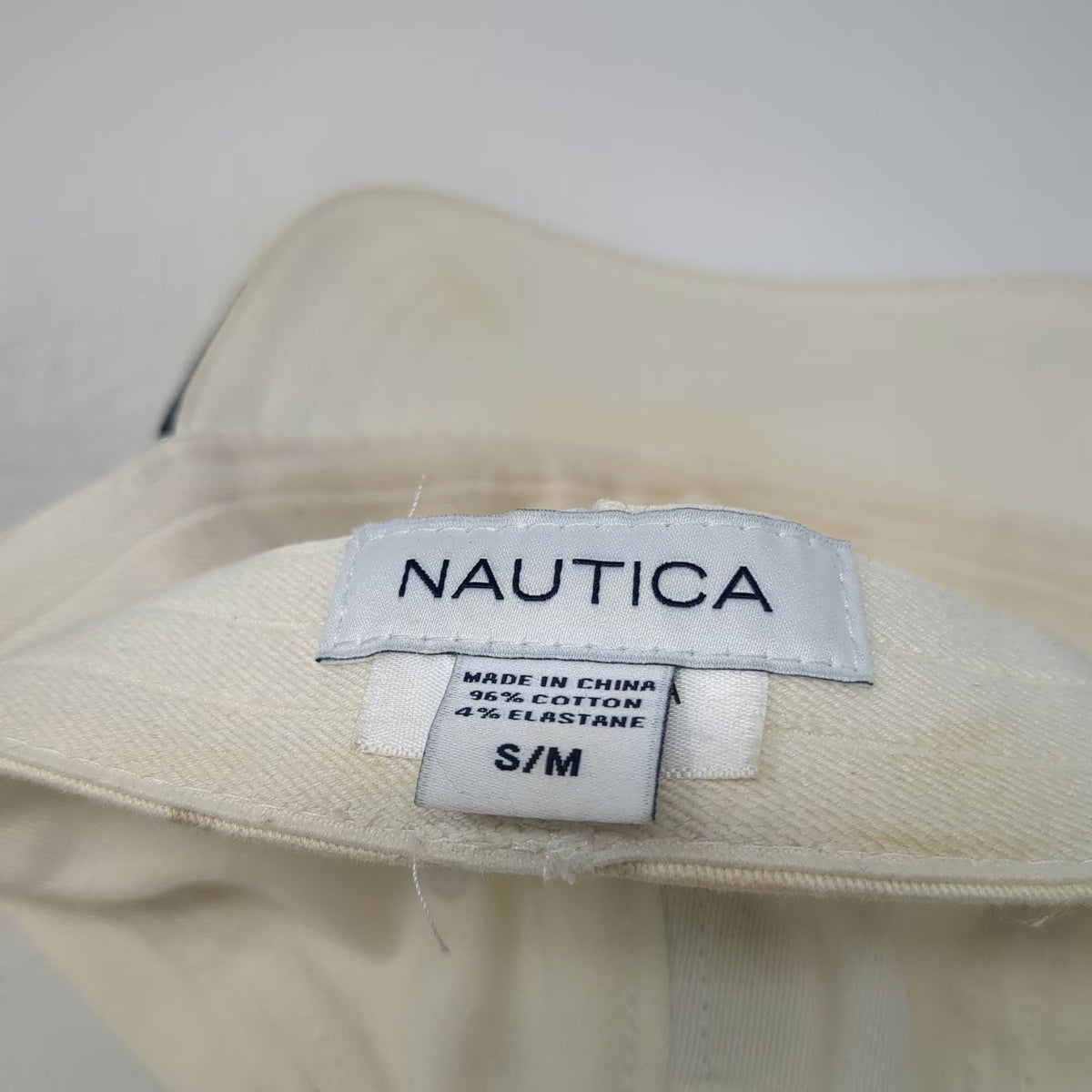 Nautica Baseball Cap White M Fitted Embroidered Logo A-Flex Stretch Fit Hat