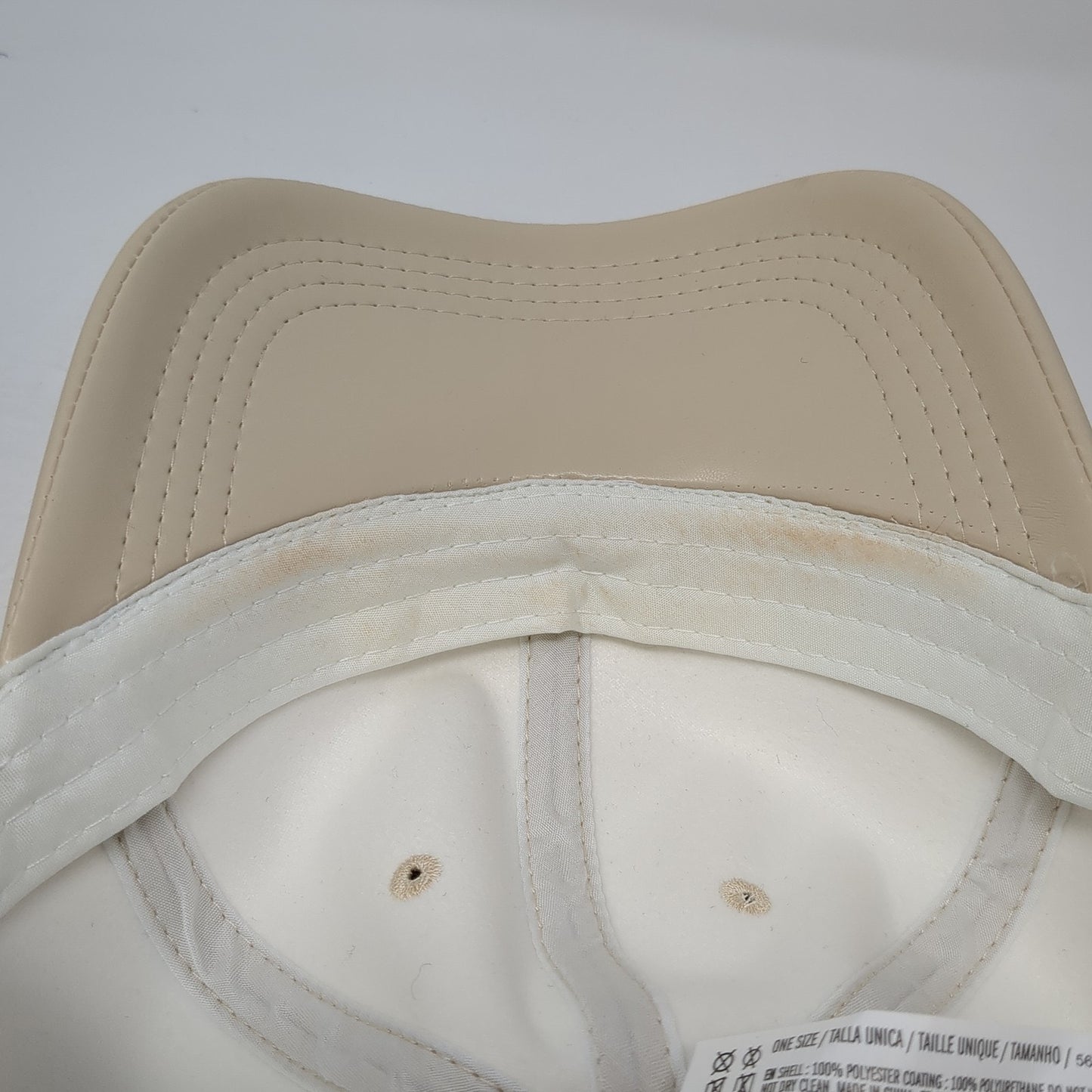 Unbranded Strapback Baseball Cap Beige One Size Adjustable Faux Leather Blank