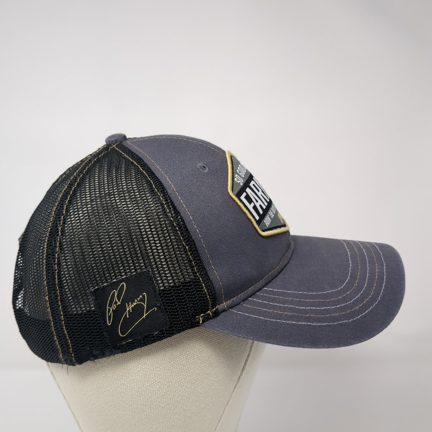 So God Made A Farmer Ridin' The Ruts At Double Speed Trucker Hat Gray OS Mesh