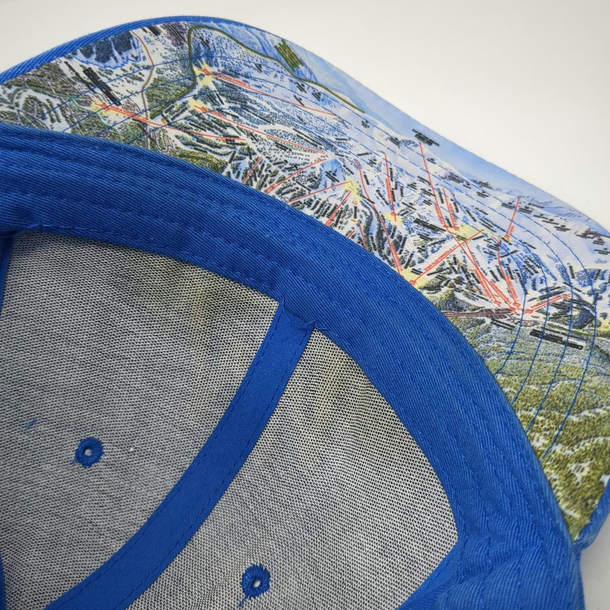 Mammoth Mountain Snapback Hat Blue One Size Ski Trail Map Crown Logo Graphic