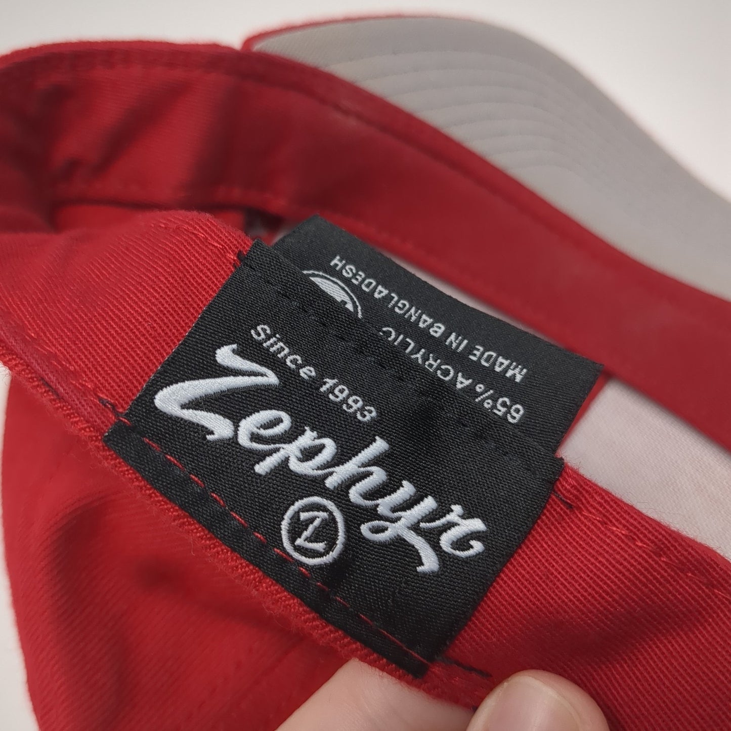 Zephyr Fitted Baseball Cap Red 7 1/8 Lightweight Vented Holes 6 Panel Blank