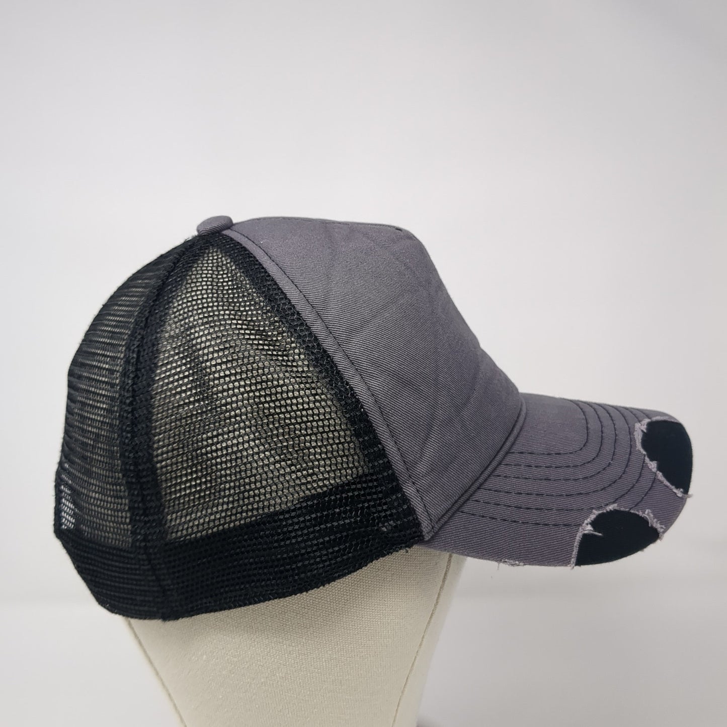 Huskies Snapback trucker Hat Gray One Size Adjustable Distressed Mesh Back