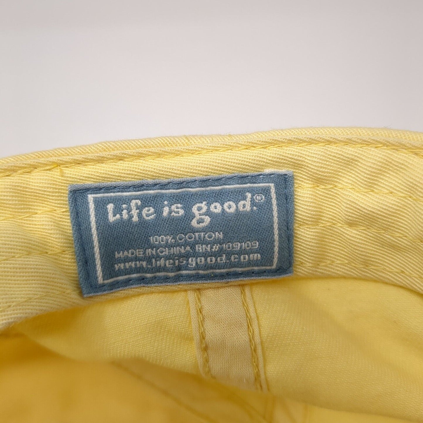 Life is Good Slideback Hat Yellow One Size Adjustable Floral 6 Panel Cotton