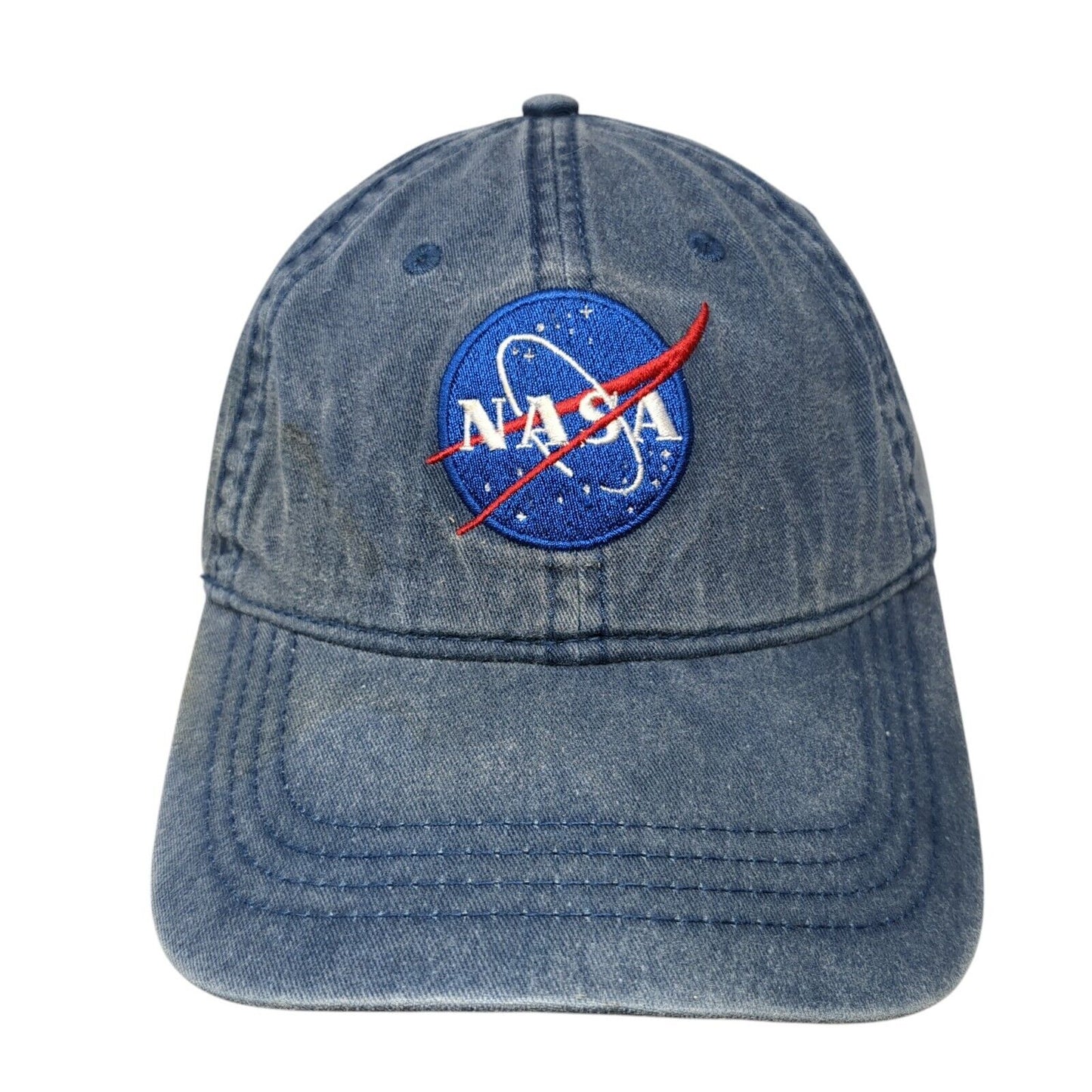 NASA Slideback Hat Blue One Size Adjustable Embroidered Denim Otto Cotton