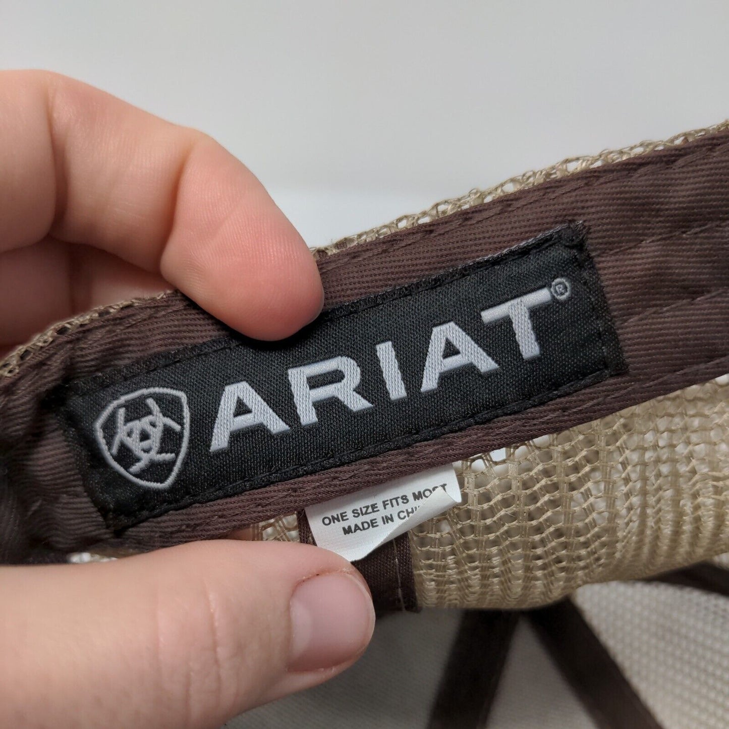Ariat Snapback Trucker Hat Brown OSFM Adjustable Embroidered Mesh Back 6 Panel