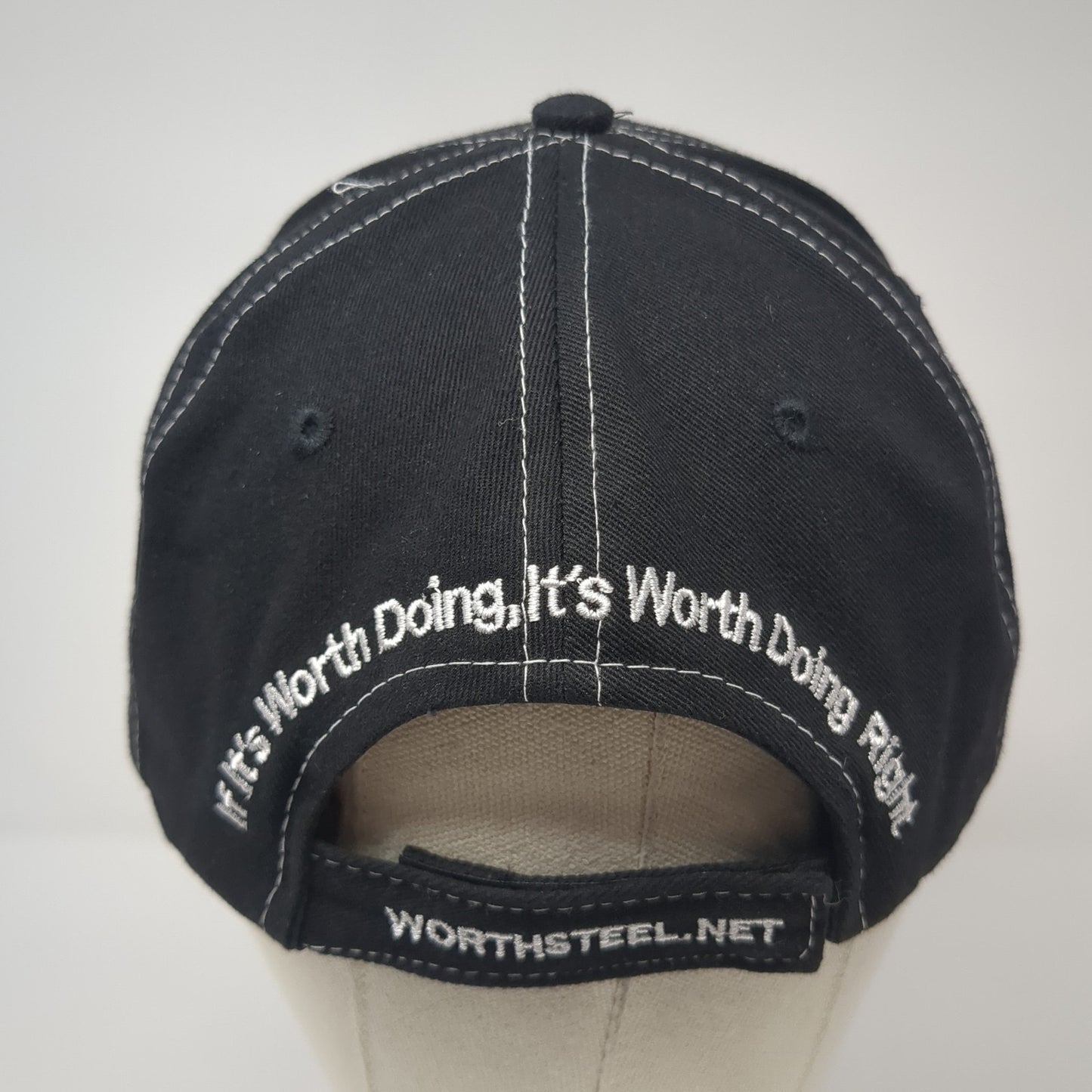 Worth Steel Strapback Hat Black One Size Adjustable Embroidered Fish