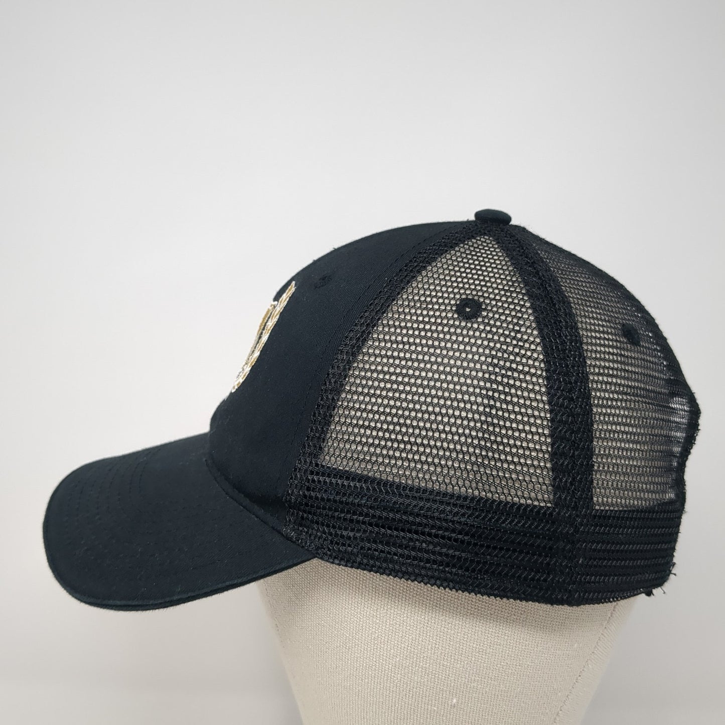 BB Strapback Trucker Hat Black One Size Adjustable Embroidered Mesh Back