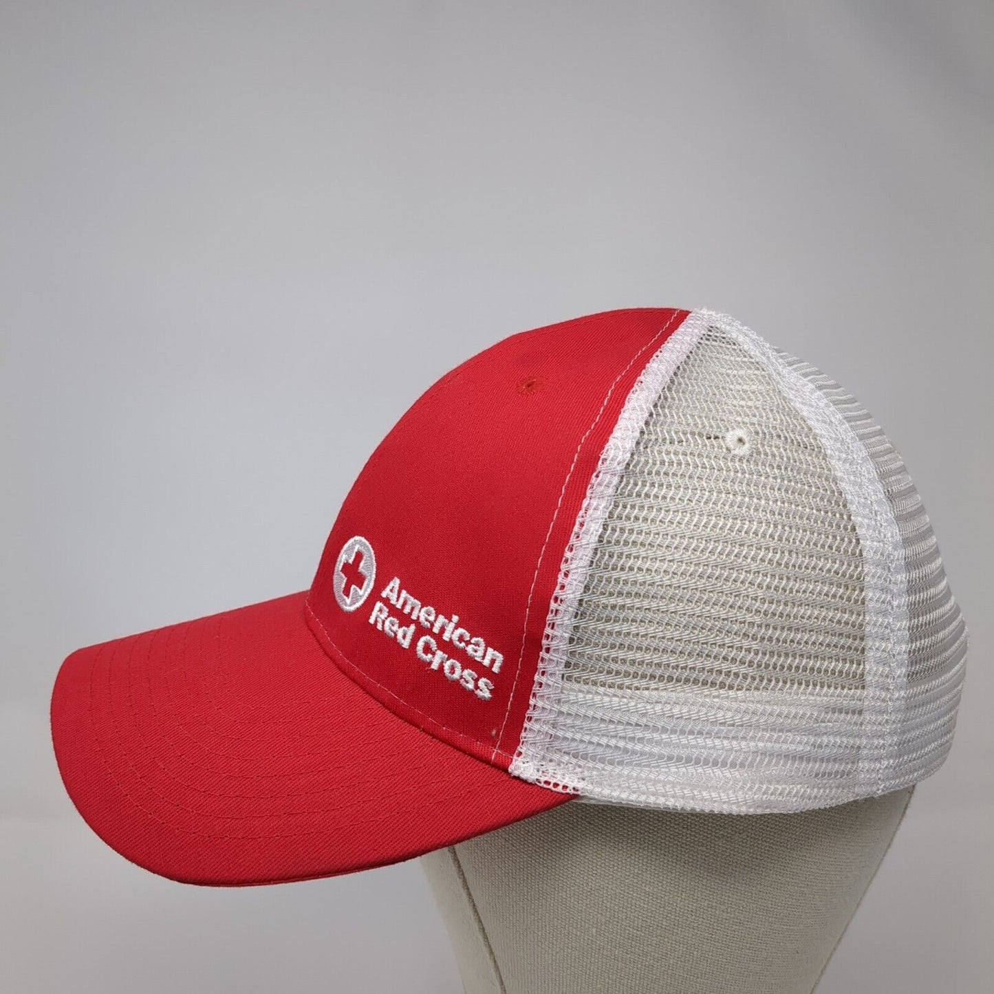 American Red Cross Strapback Trucker Hat Red One Size Mesh Back