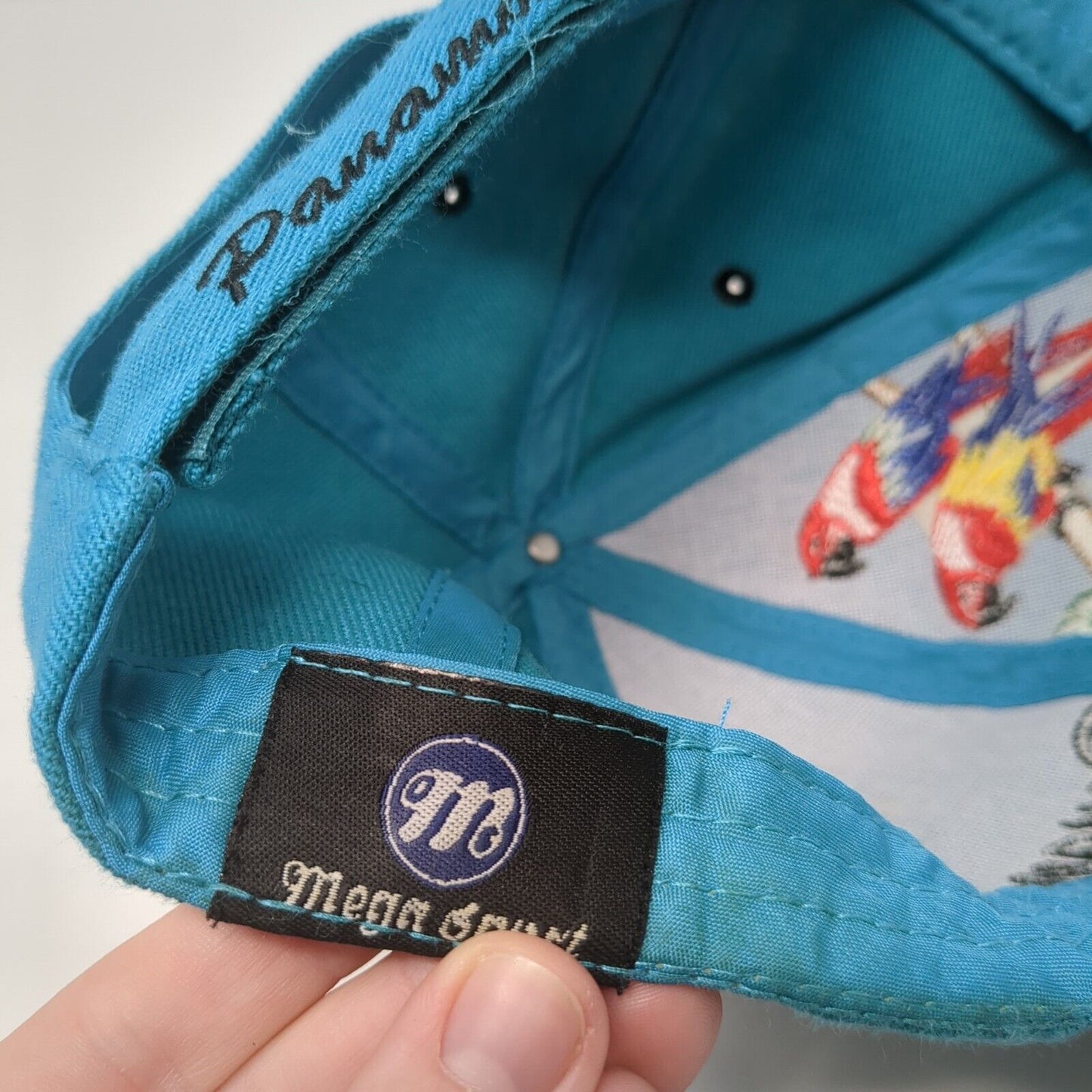 Panaman Strapback Hat Blue One Size Adjustable Embroidered Parrot Mega Sport