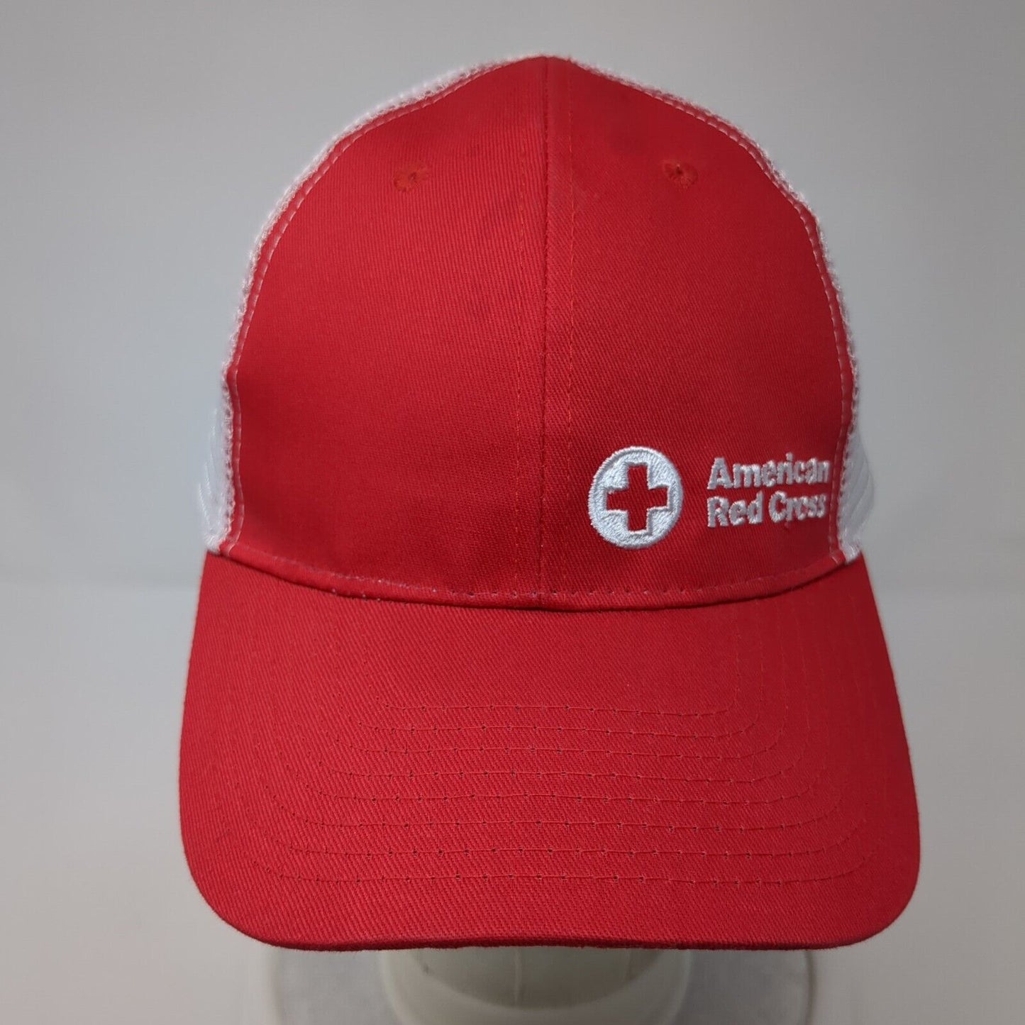 American Red Cross Strapback Trucker Hat Red One Size Mesh Back