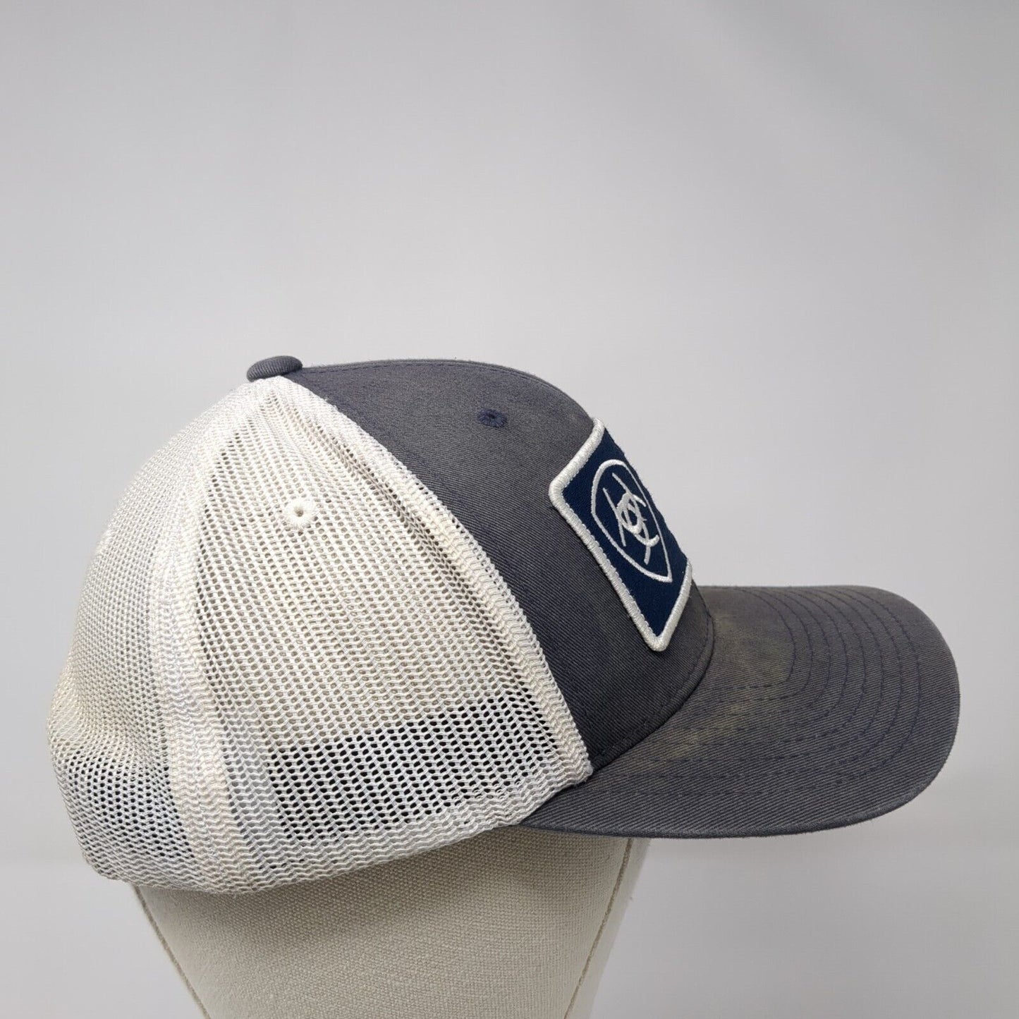 Ariat Flag Patch Snapback Trucker Hat Blue One Size Adjustable Mesh Back 6 Panel