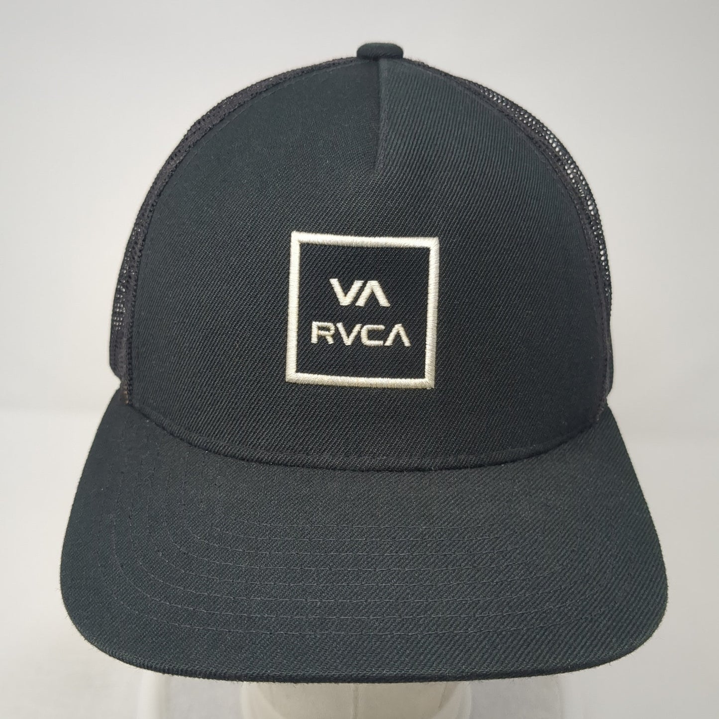 VA RVCA Snapback Trucker Hat Black One Size Adjustable Embroidered Mesh Back
