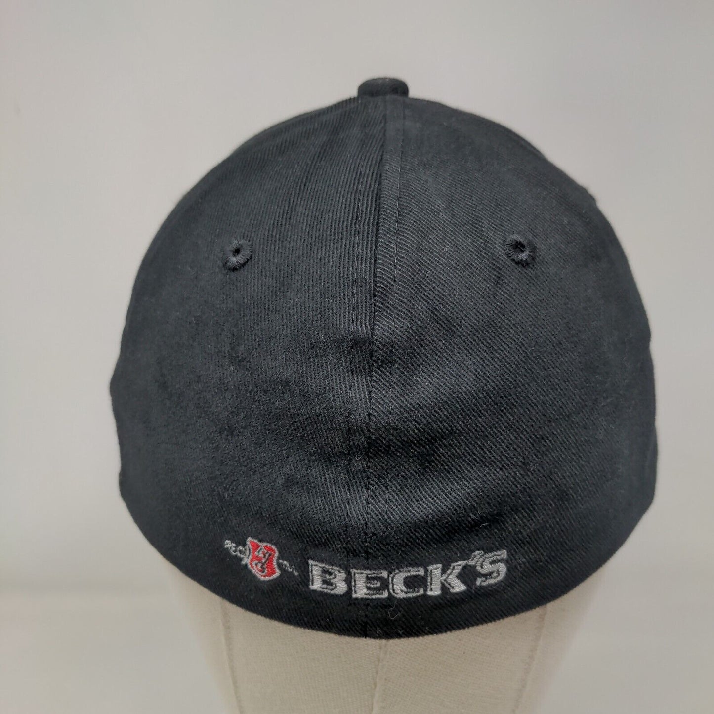 Beck's Key Fitted Hat Black OSFA Embroidered Stretch Fit Vent Holes