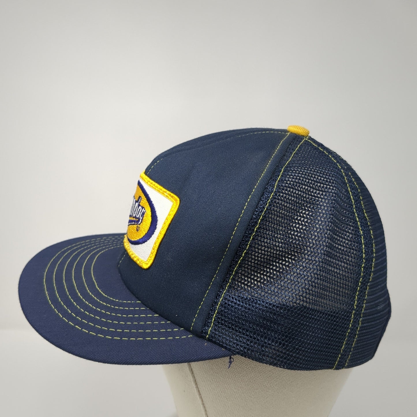 Bandoy Snapback Trucker Hat Blue One Size Adjustable Embroidered Mesh Back