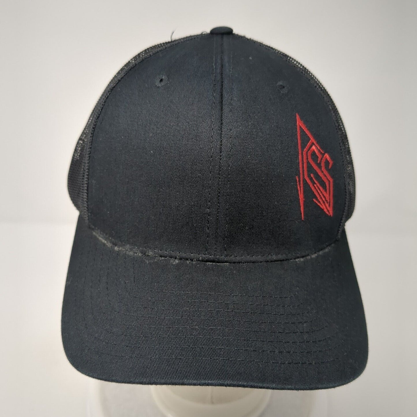 Richardson Snapack Mesh Back Trucker Hat Black One Size Logo Embroidered
