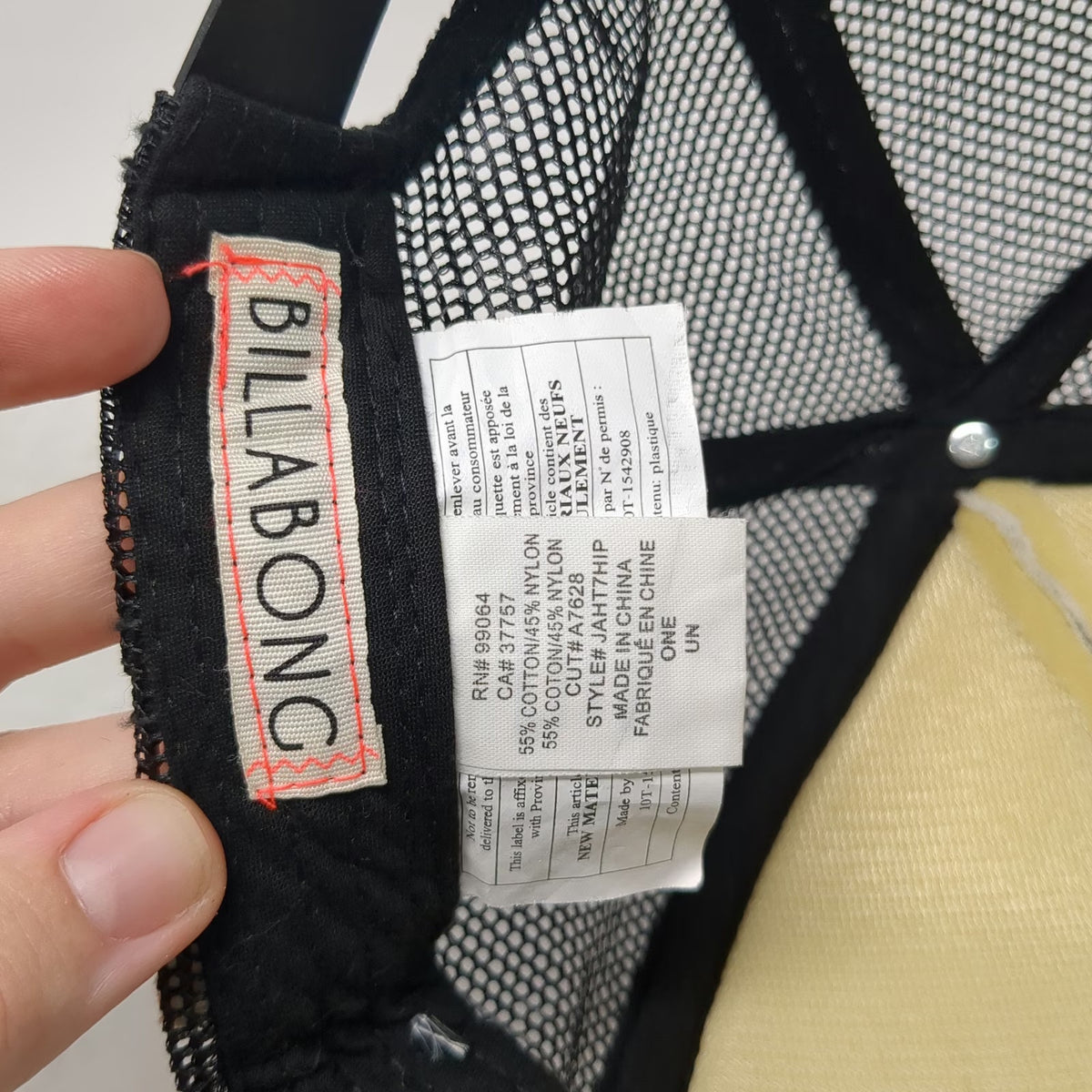 Billabong Trucker Hat Black One Size Snapback Mesh Tribal Geometric Pattern