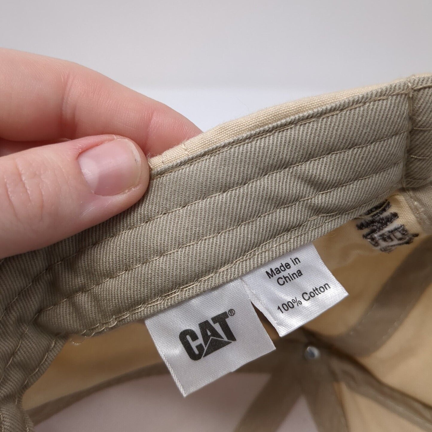 CAT Western State Equipment Strapback Hat Tan OS Adjustable Embroidered Cotton