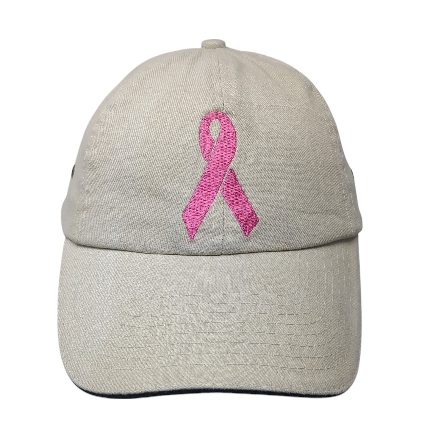 Pink Ribbon Shane Co. Slideback Hat Beige One Size Embroidered Vitronic