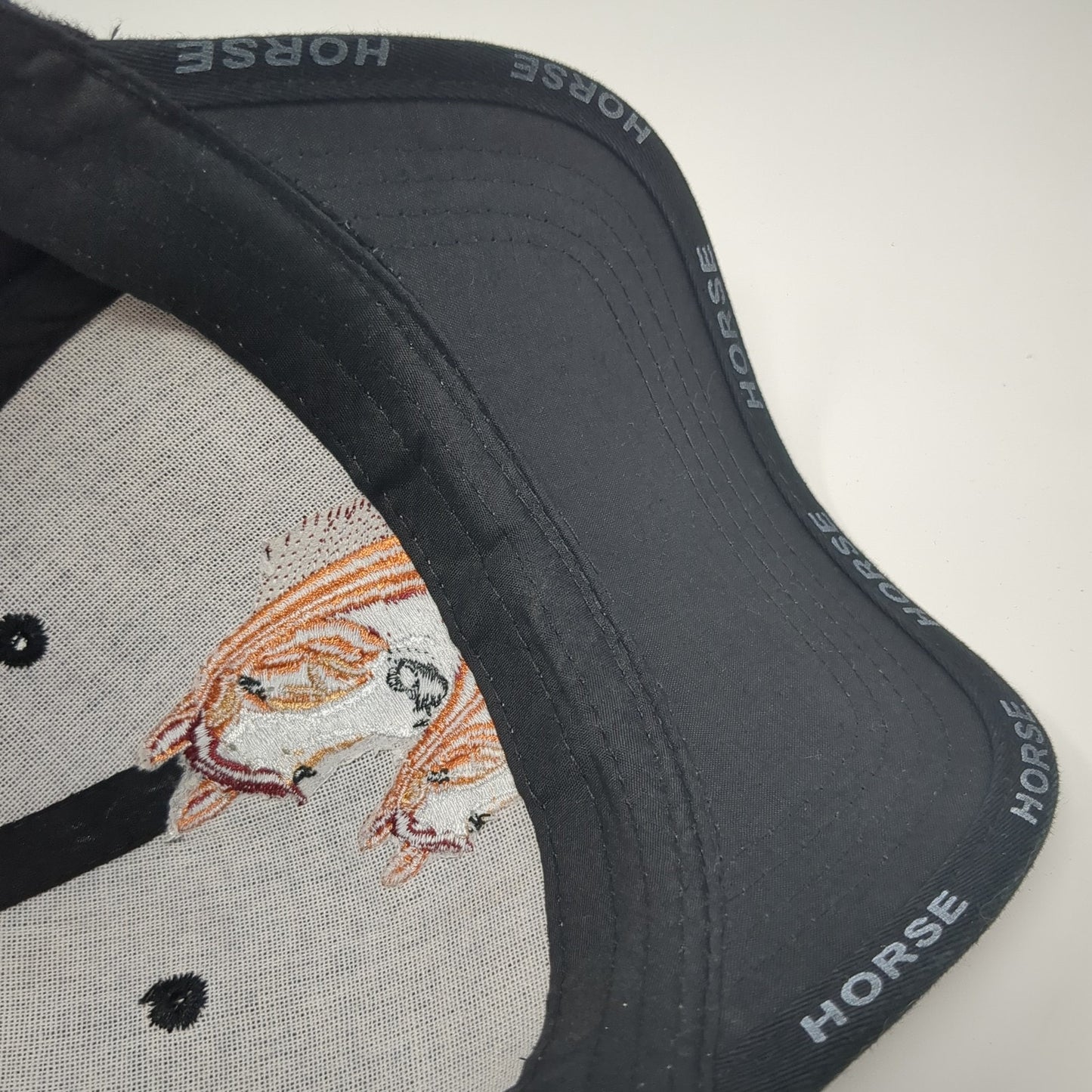 Horse Strapback Hat Black One Size Embroidered Adjustable Vent Holes