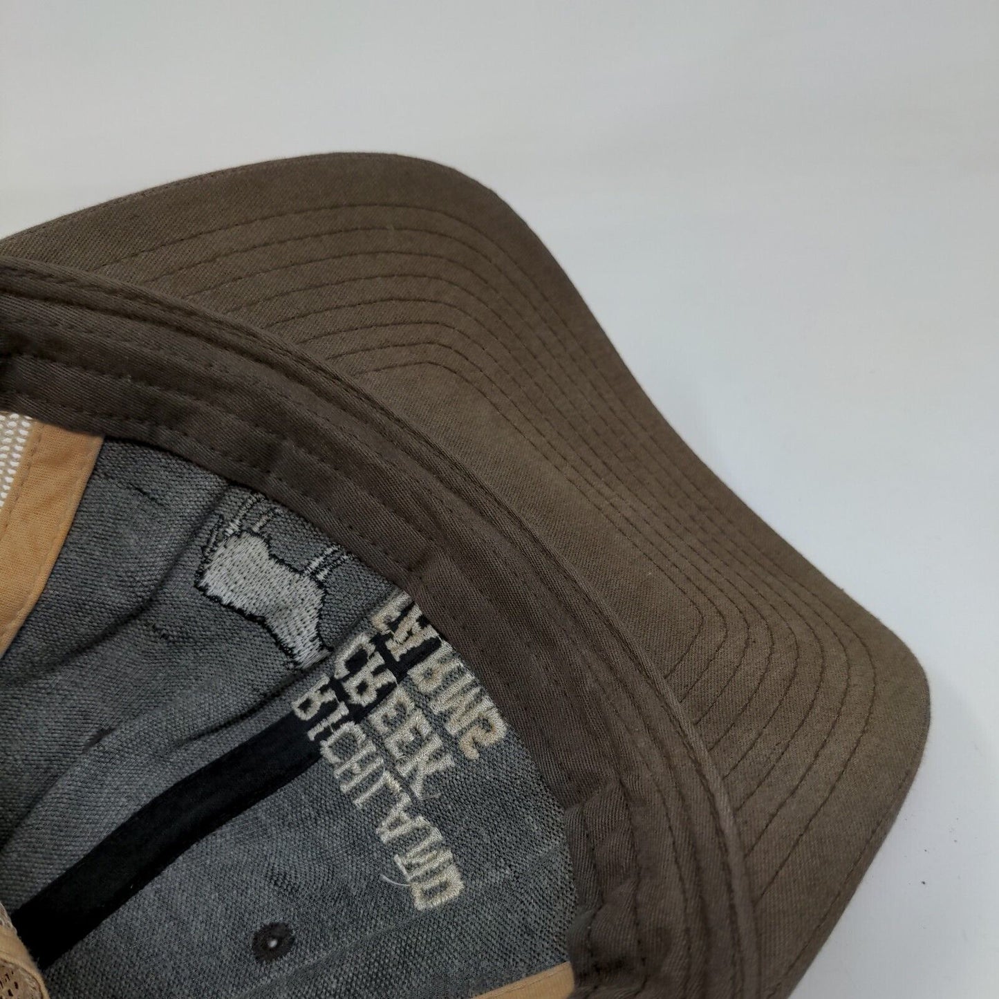 Richland Creek Farms Saluda SC Snapback Trucker Hat Brown One Size Mesh Back