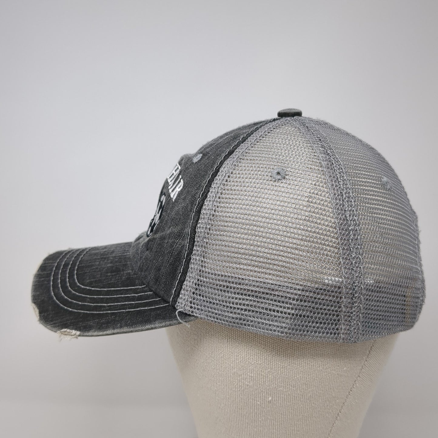 Soccer Hair Don't Care Strapback Trucker Hat Gray One Size Mesh Back