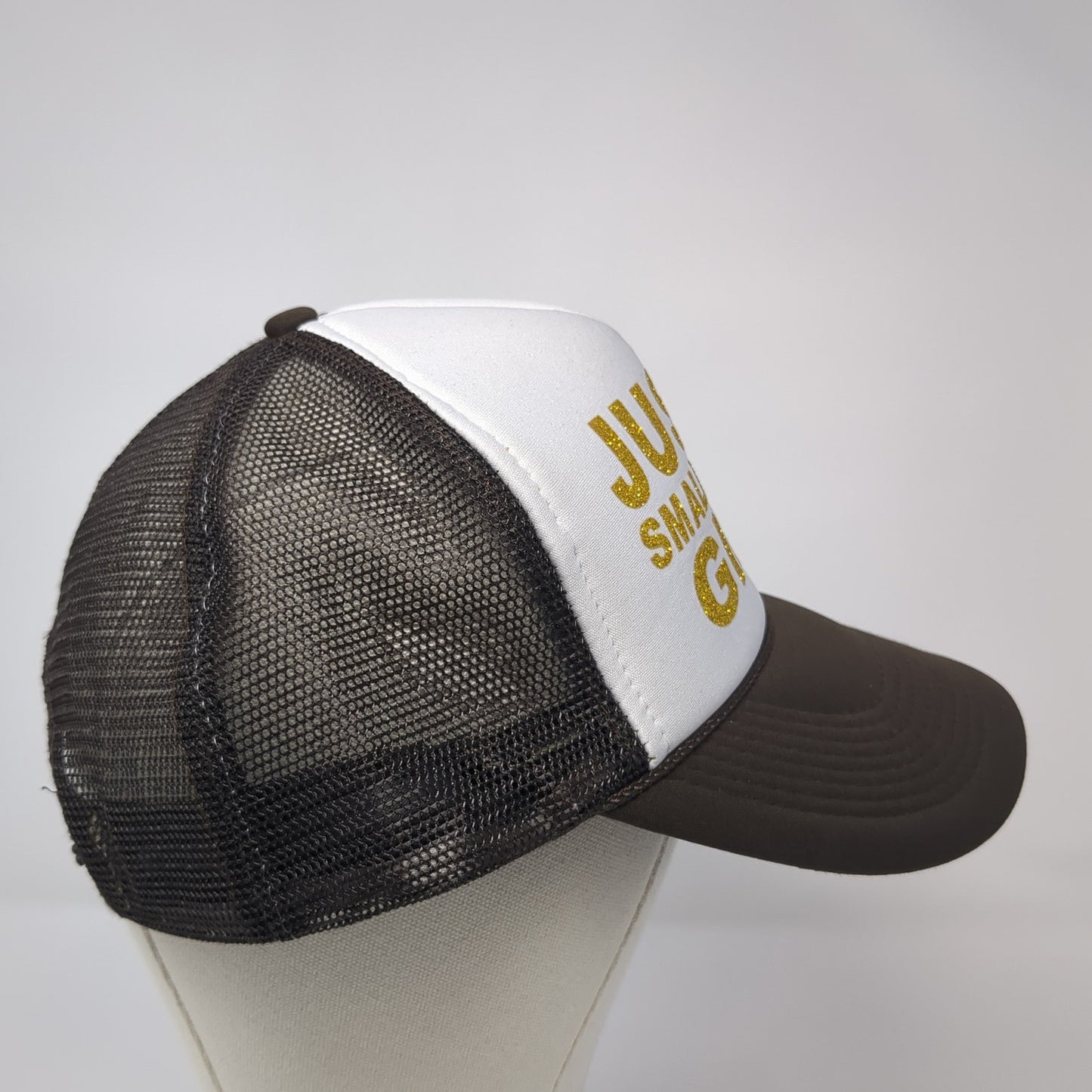 Just A Small Town Girl Trucker Hat Brown One Size Adjustable Mesh Back Nissun