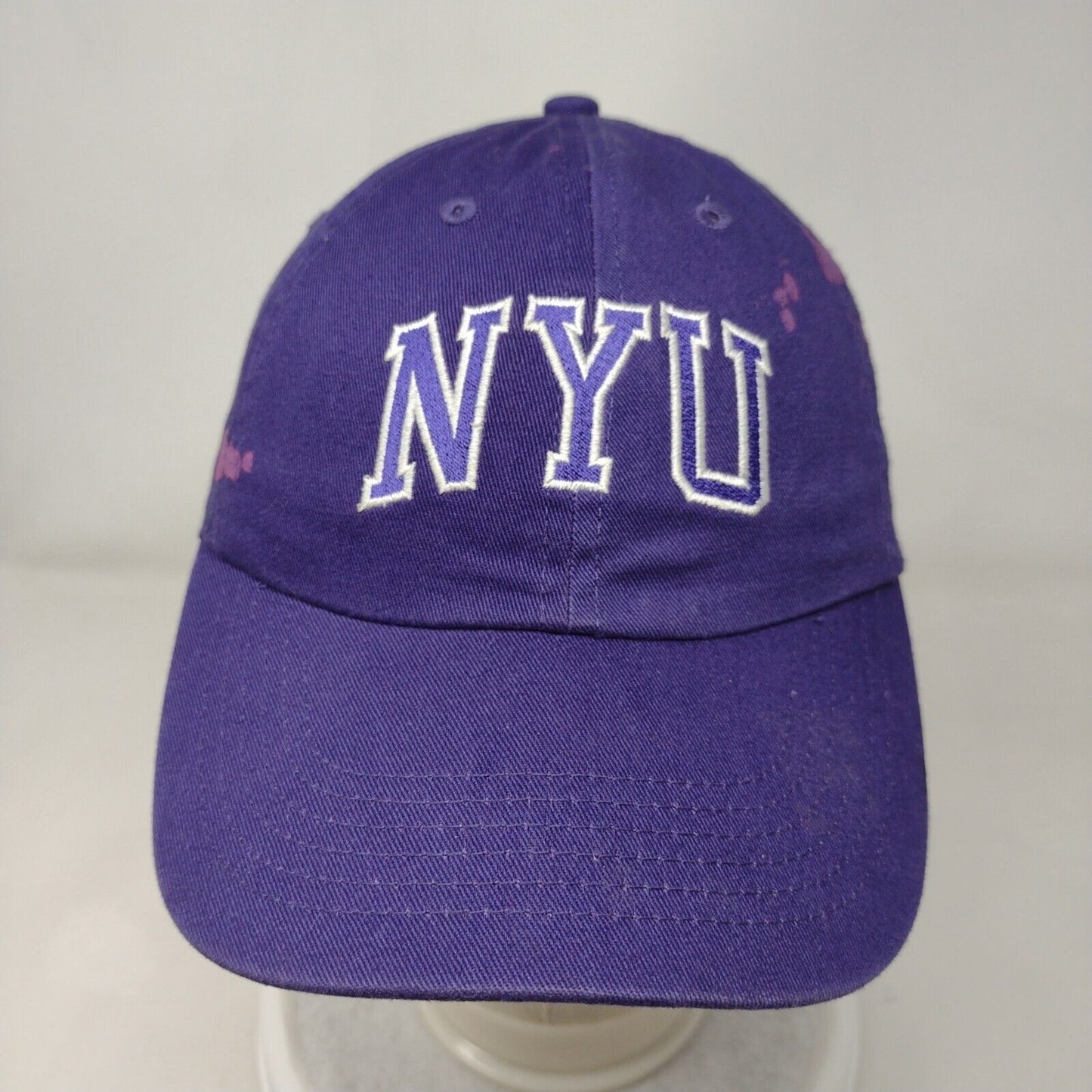 NYU New York University Slideback Hat Purple OSFA Embroidered Distressed