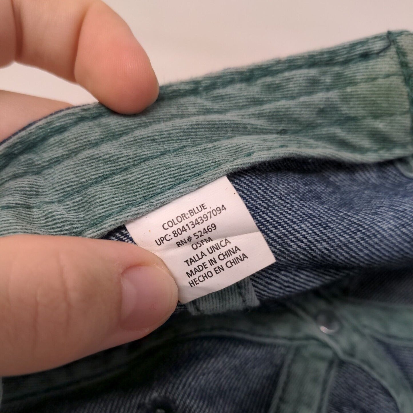 Wander Lust Slideback Hat Blue OSFM Adjustable Embroidered Denim 6 Panel