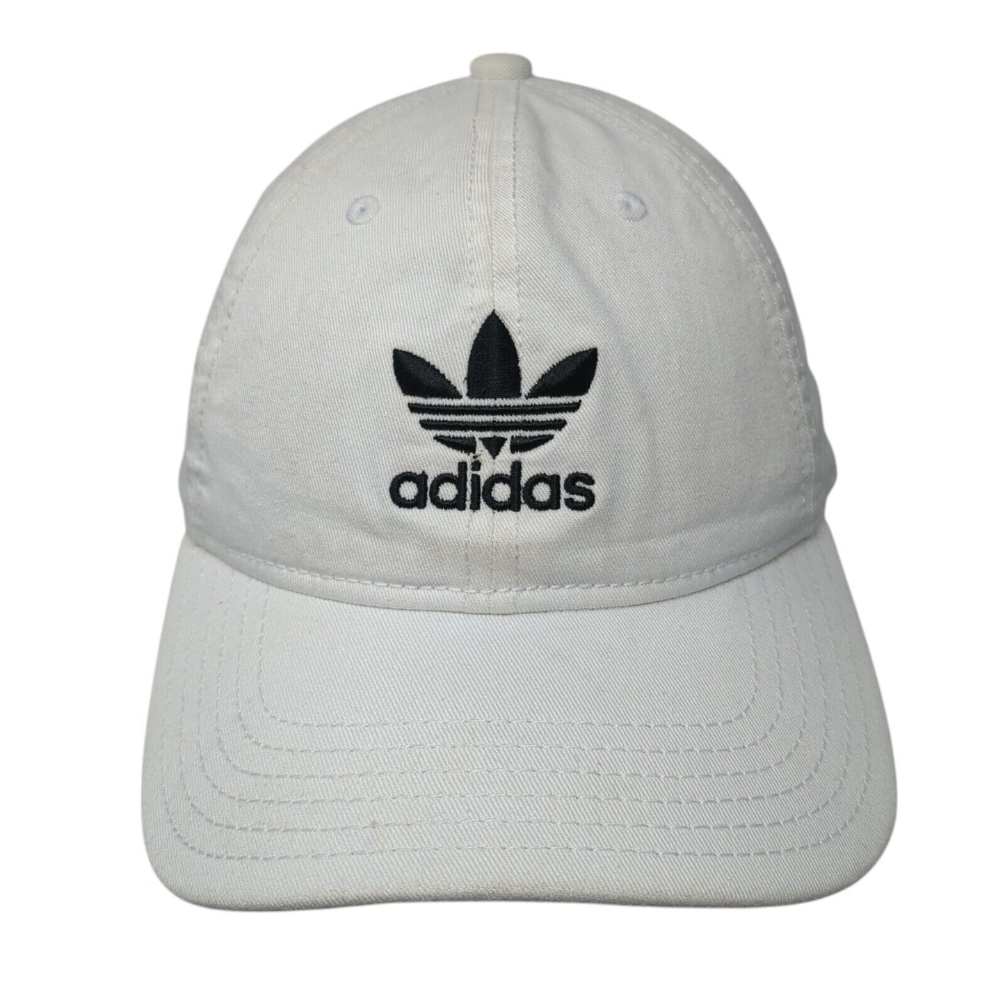 Adidas Slideback Hat White One Size Adjustable Embroidered Trefoil Cotton