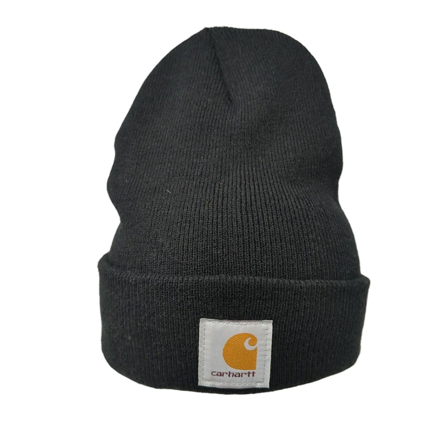 Carhartt Patch Knit Beanie Hat Black One Size Solid Stretch Outdoor