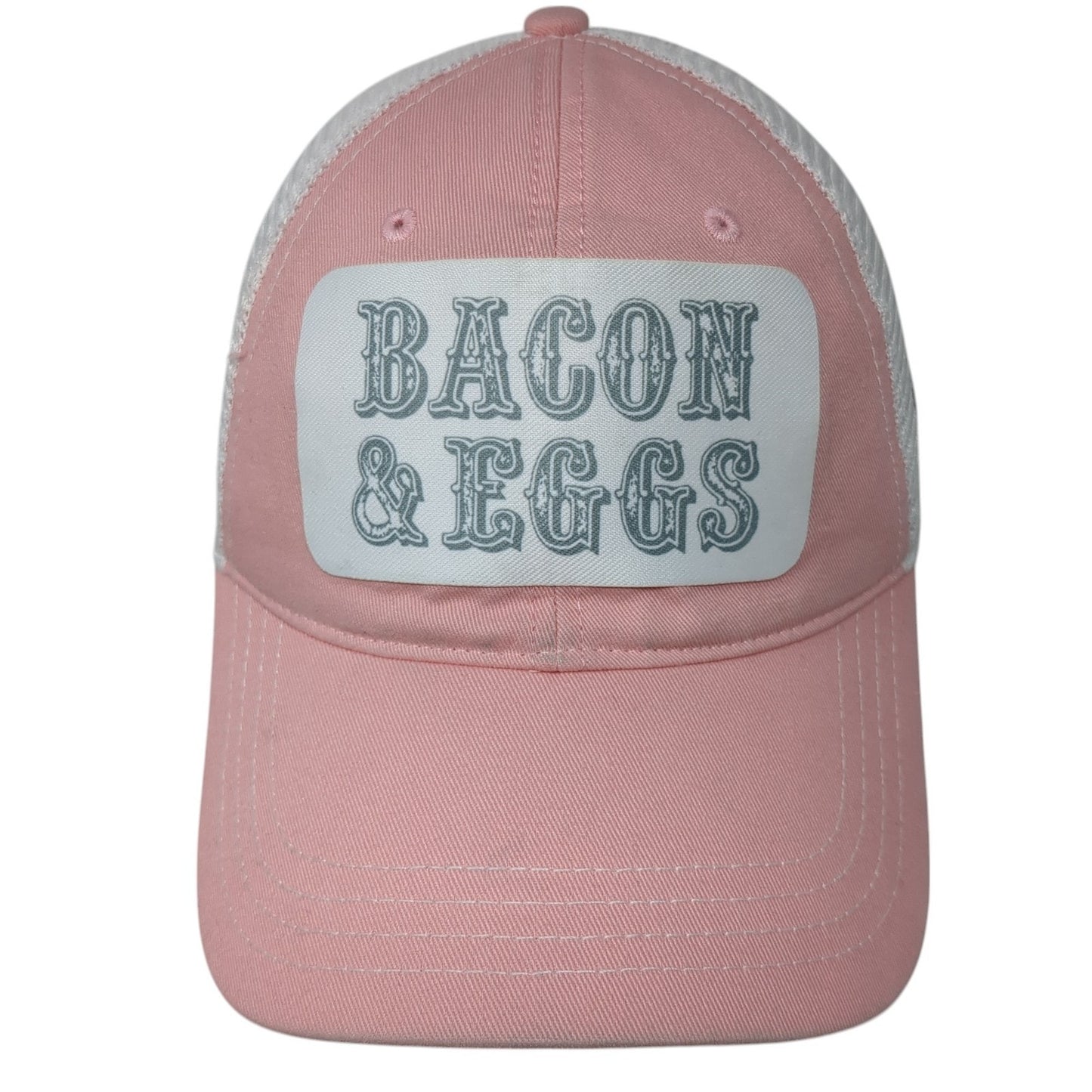 Bacon & Eggs Snapback Trucker Hat Pink Small Walla Walla Mesh Back