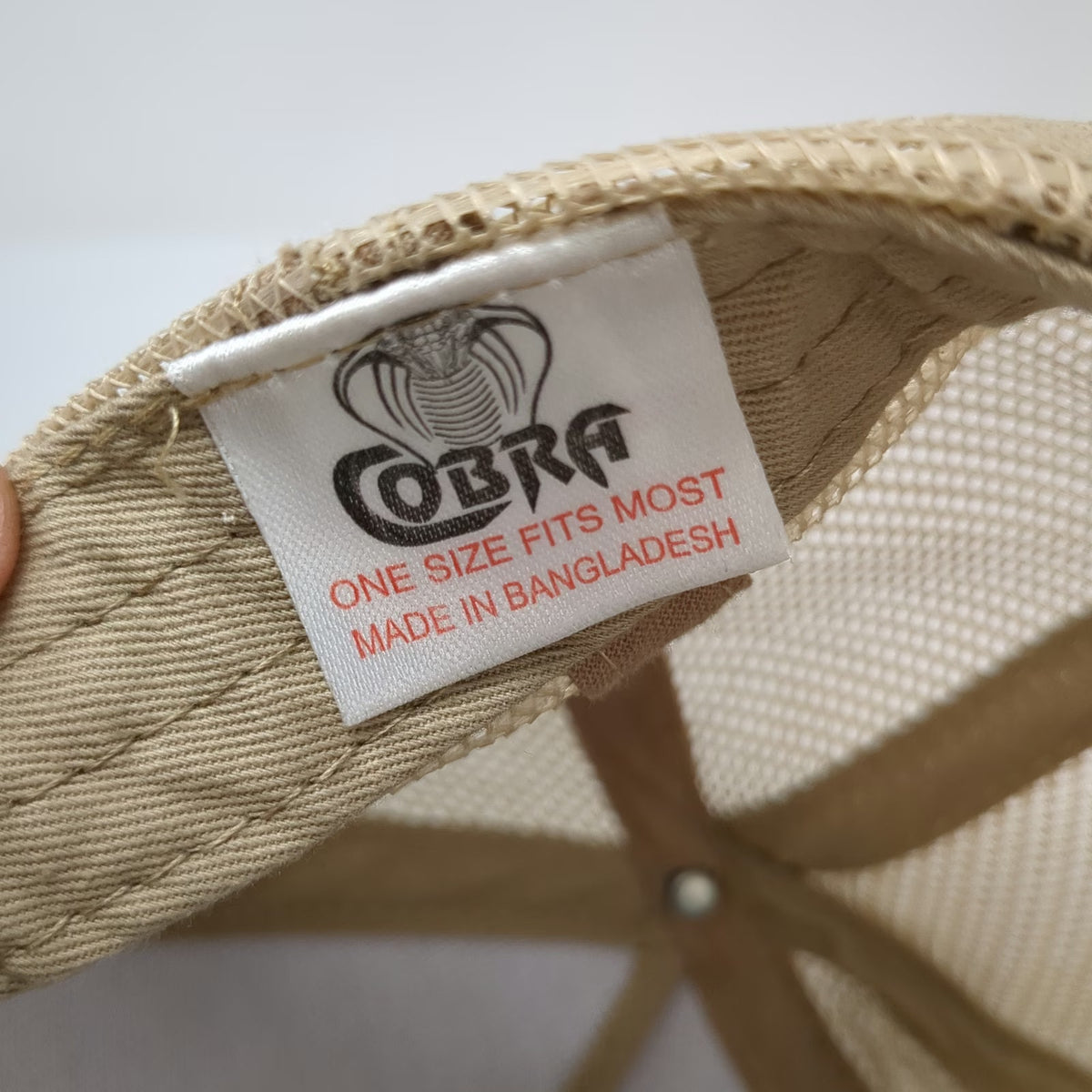 Cobra Rebel Farmers Co-Op Trucker Hat Beige One Size Snapback Rope Mesh