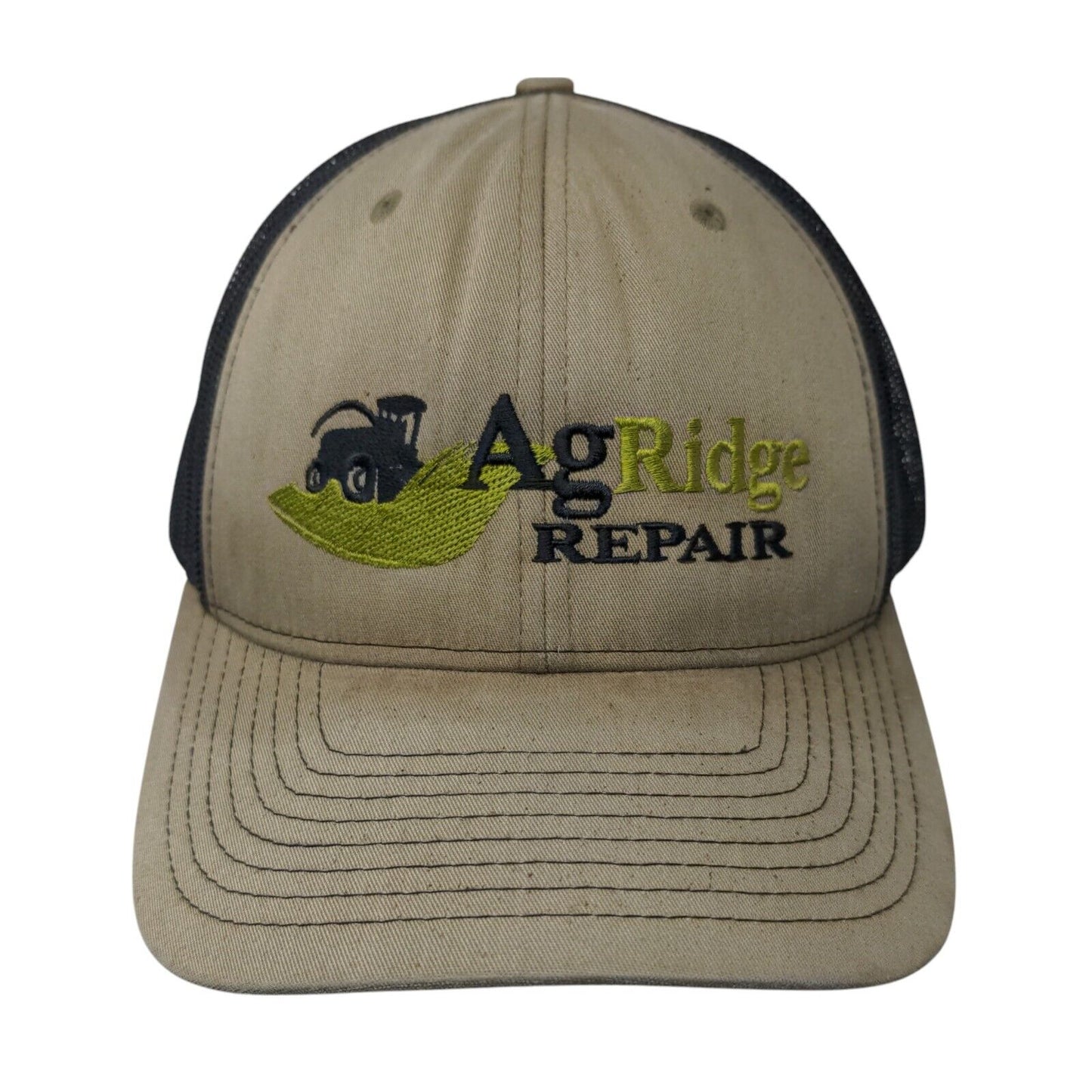 AgRidge Repair Snapback Trucker Hat Tan One Size Mesh Back Embroidered