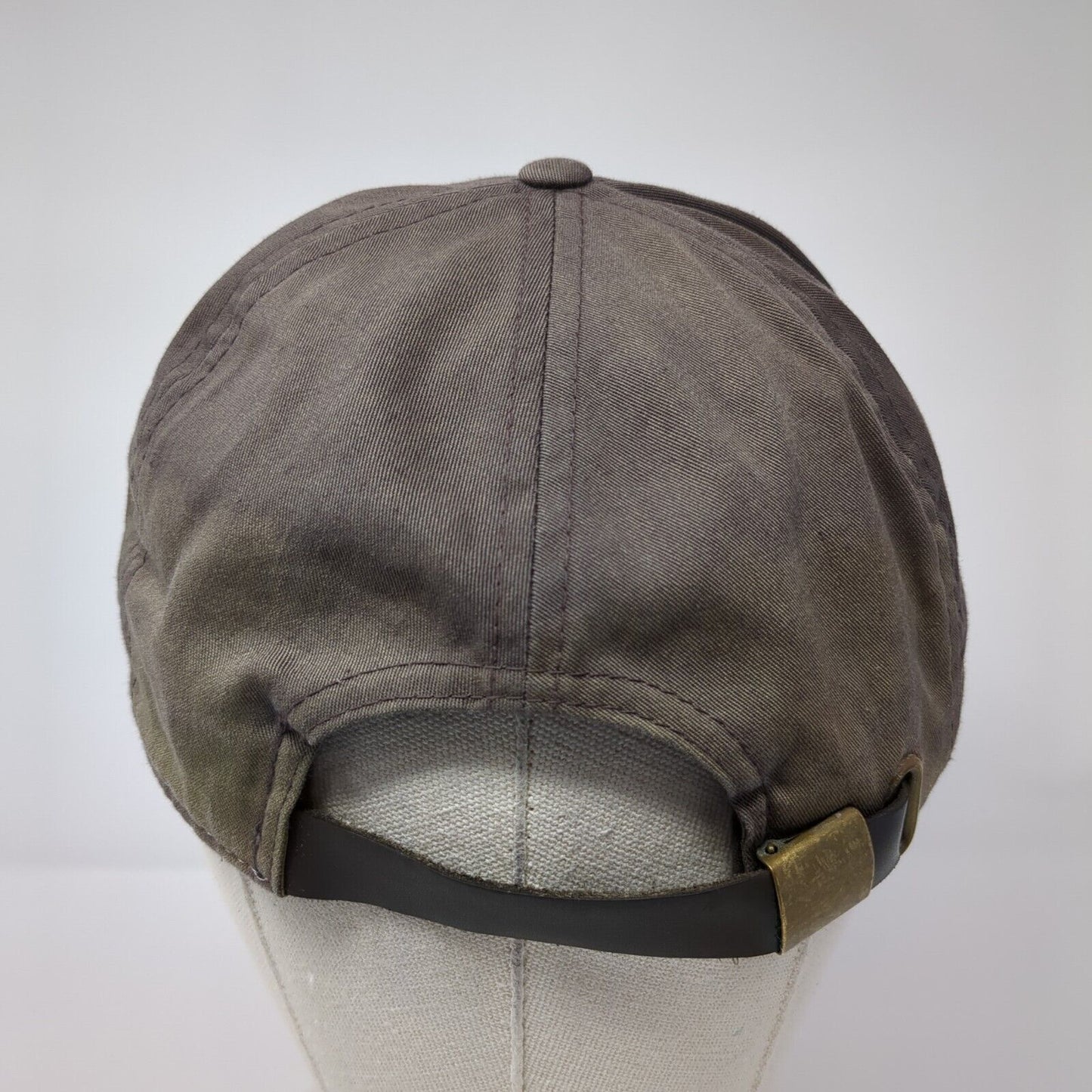 Valentine's Deli Slideback Hat Gray One Size Leather Strap Camo Trim