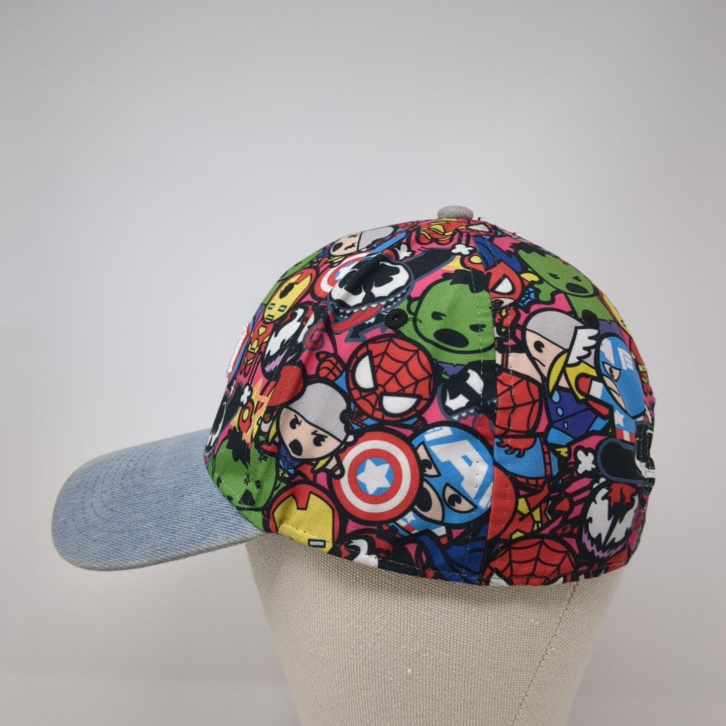 Marvel Slideback Hat Multicolor One Size Adjyustable Chibis Characters 6 Panel
