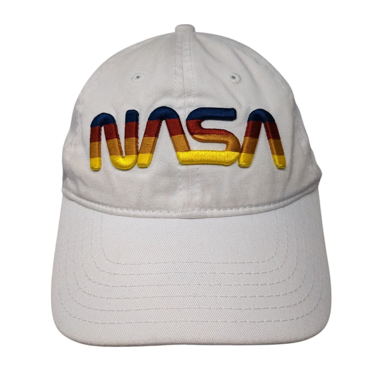 NASA Slideback Hat White One Size Adjustable Embroidered Logo Mad Engine