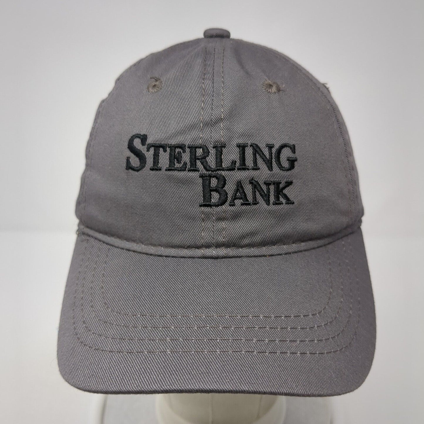 Sterling Bank Slideback Hat Gray One Size Adjustable Solid 6 Panel