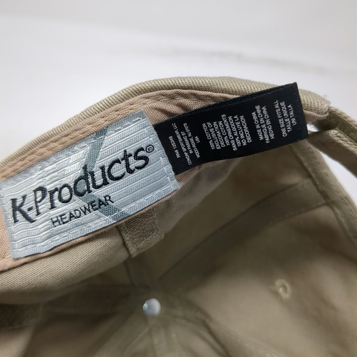K-Products Baseball Cap Beige One Size Rain Bird Logo Hat Green Stitching
