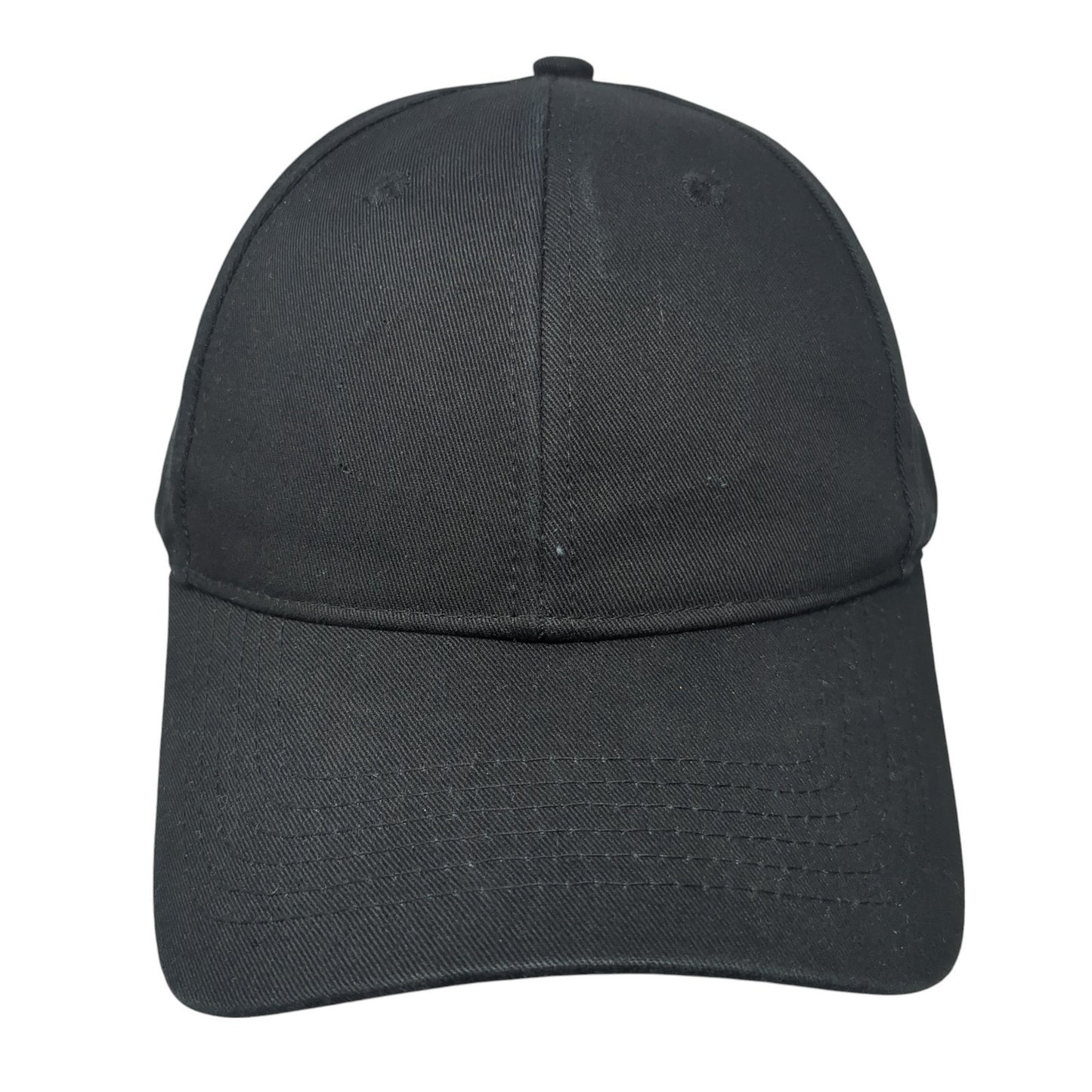 Unbranded Snapback Hat Black One Size Adjustable Vented Holes 6 Panel Blank