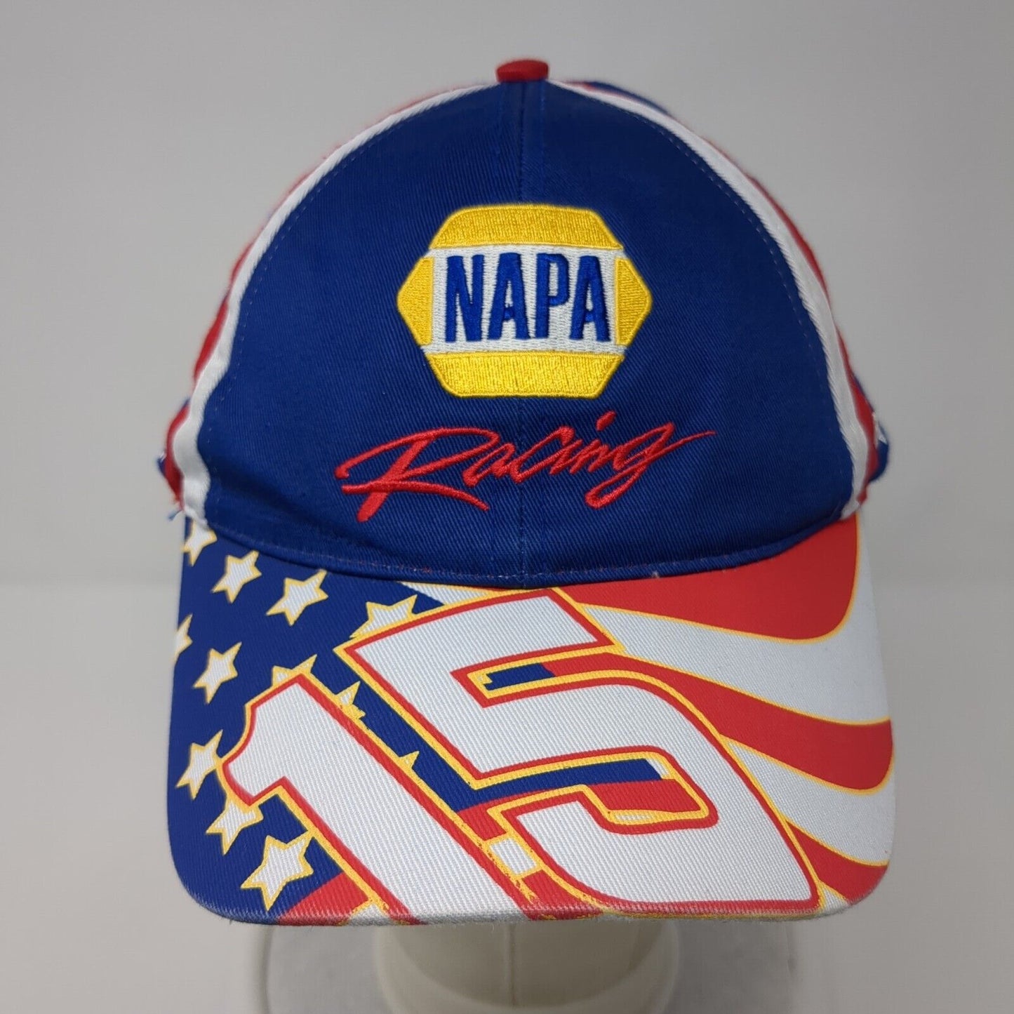 NAPA Racing Strapback Hat Red White Blue Patriotic #15 Embroidered Logo
