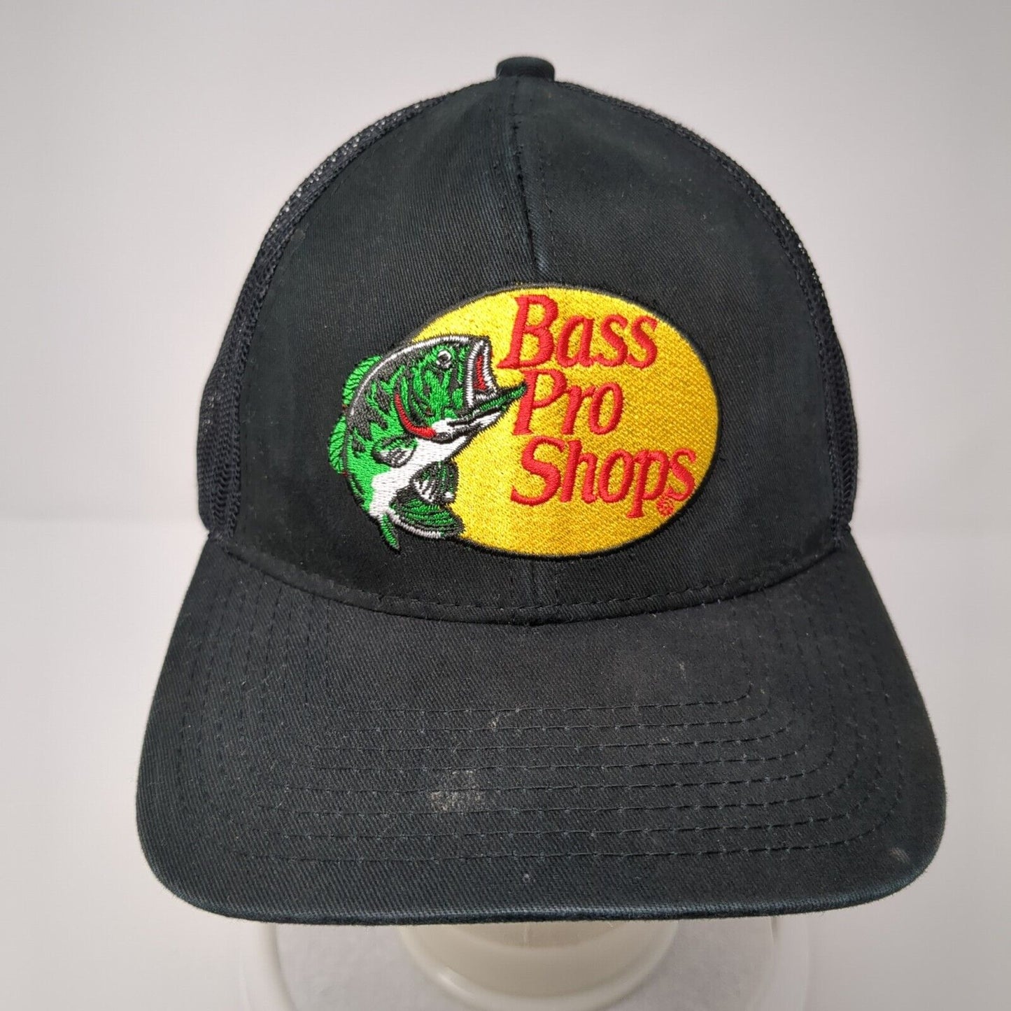 Bass Pro Shops Gone Fishing Trucker Hat Black OSFM Mesh Back Adjustable