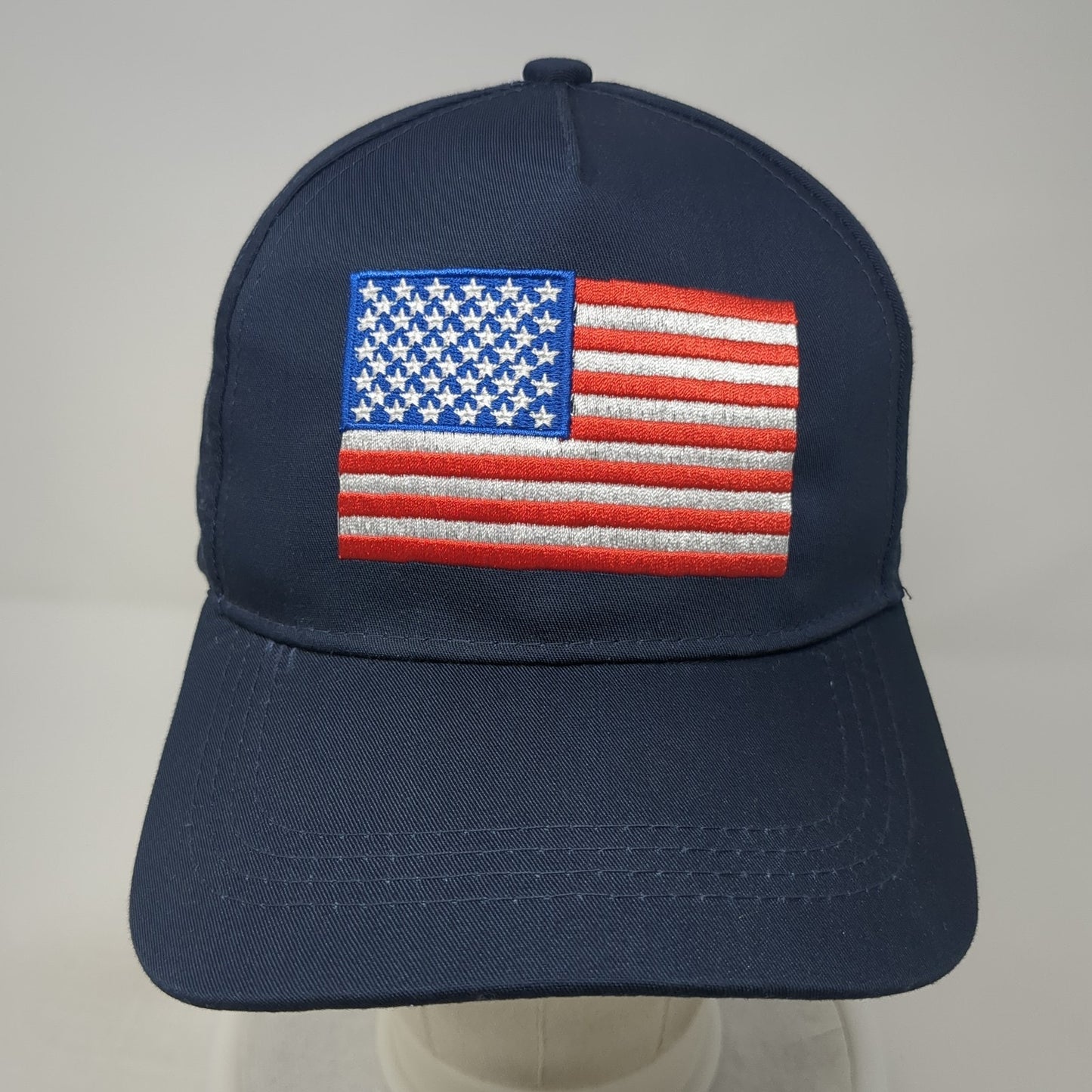 USA Flag Slideback Baseball Cap Blue One Size Adjustable Embroidered Patriotic