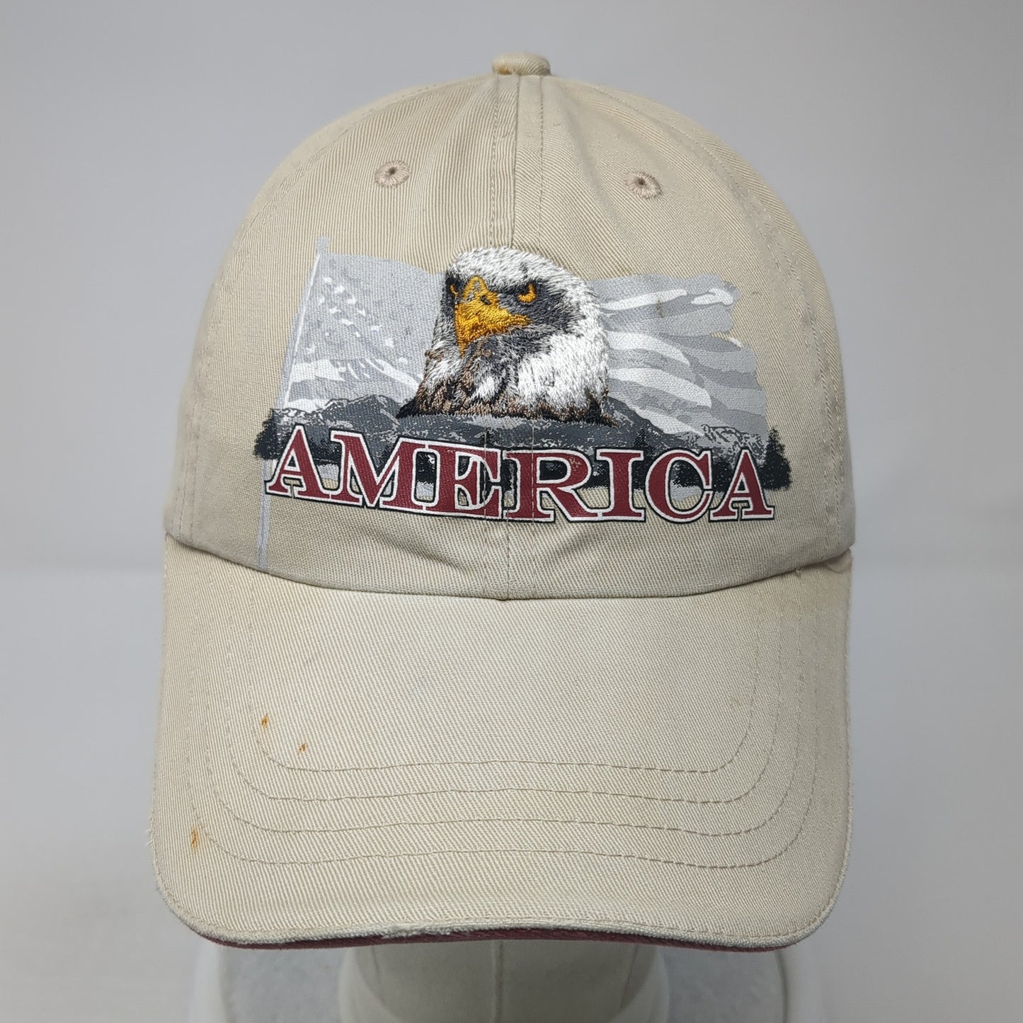 Bald Eagle America Baseball Cap Brown One Size Adjustable Embroidered Patriotic